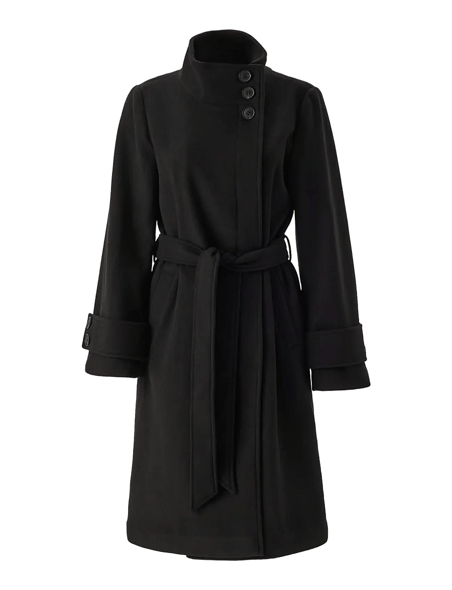 Bubbleroom - High Neck Midi Coat - black - 1