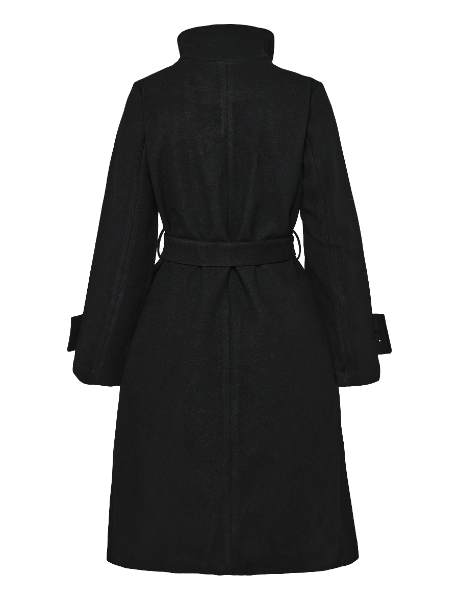 Bubbleroom - High Neck Midi Coat - light coats - black - 2
