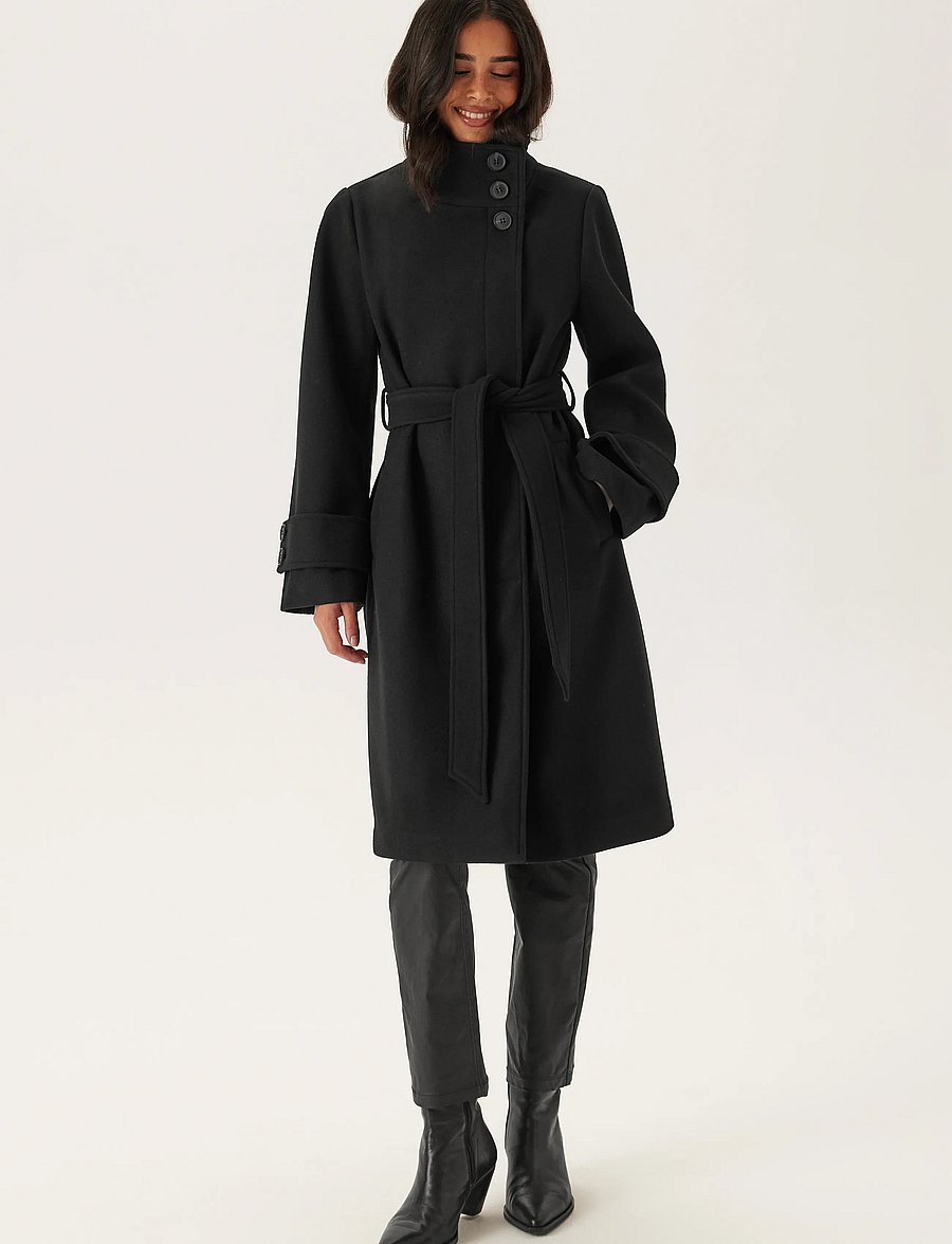 Bubbleroom - High Neck Midi Coat - black - 0