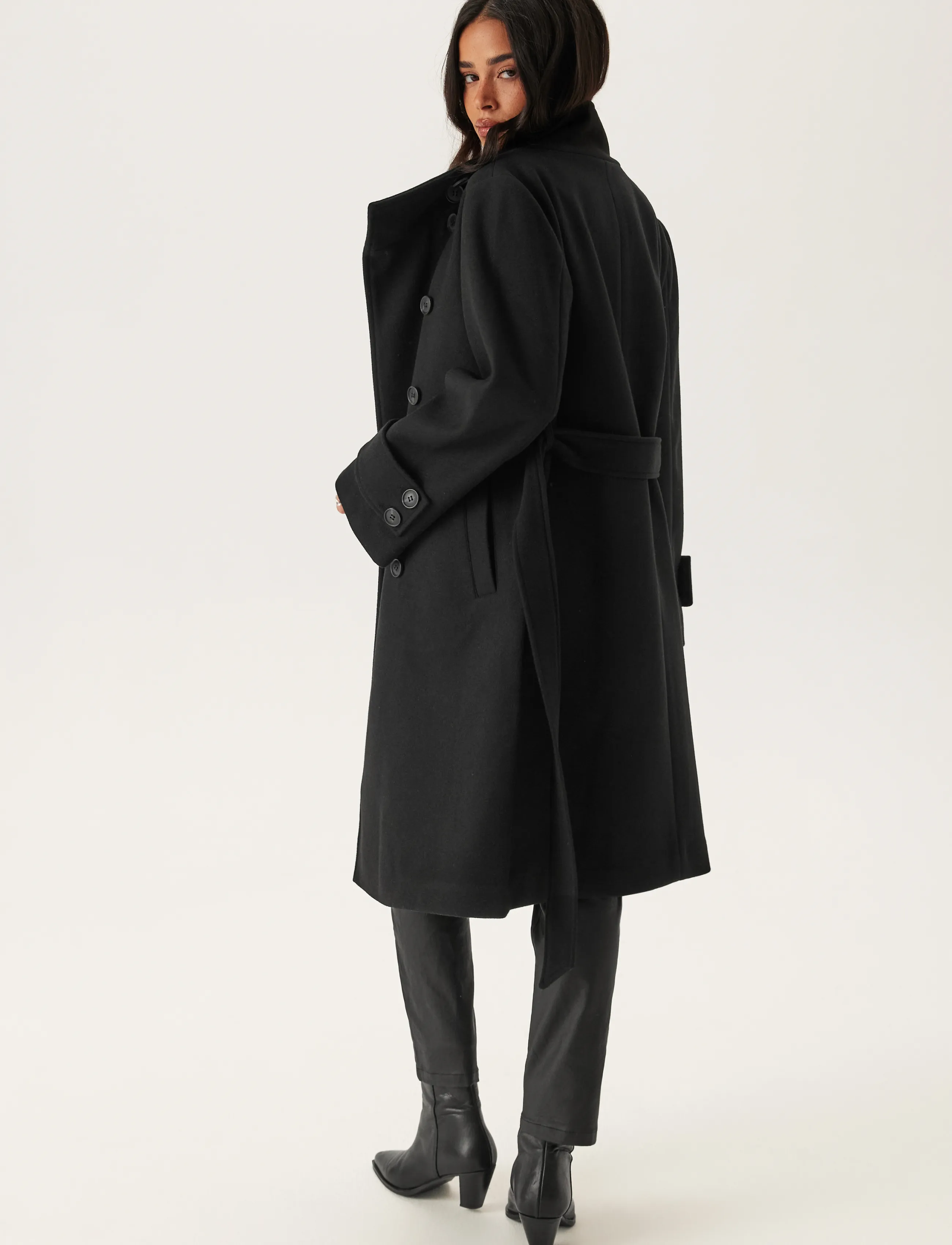 Bubbleroom - High Neck Midi Coat - black - 2
