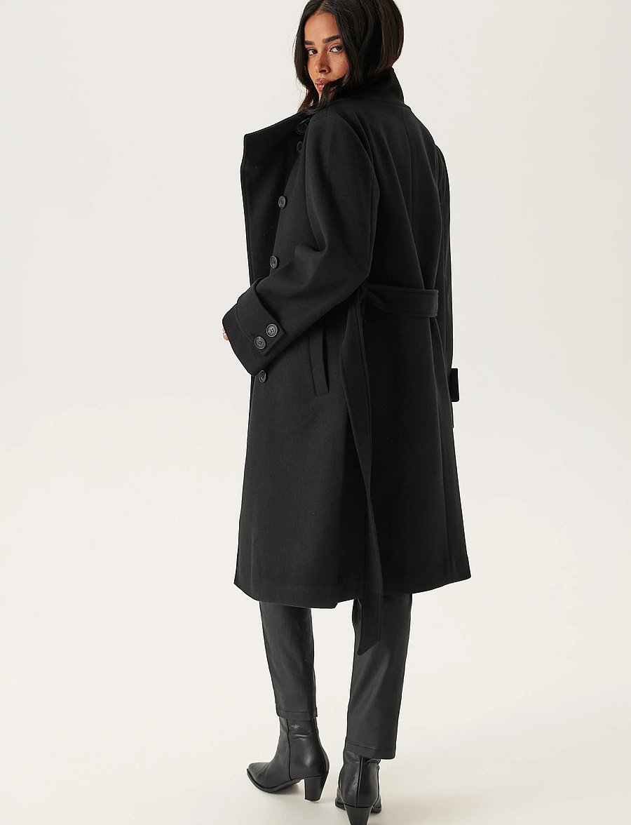 Bubbleroom - High Neck Midi Coat - black - 2