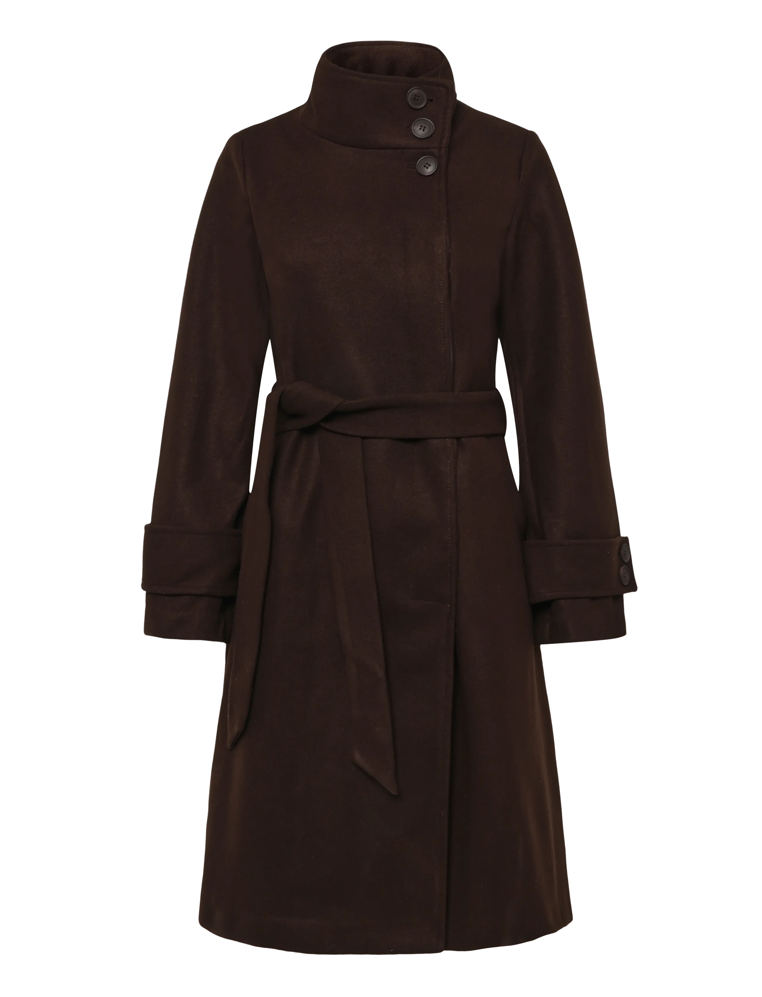 Bubbleroom - High Neck Midi Coat - leichte mäntel - dark brown - 1