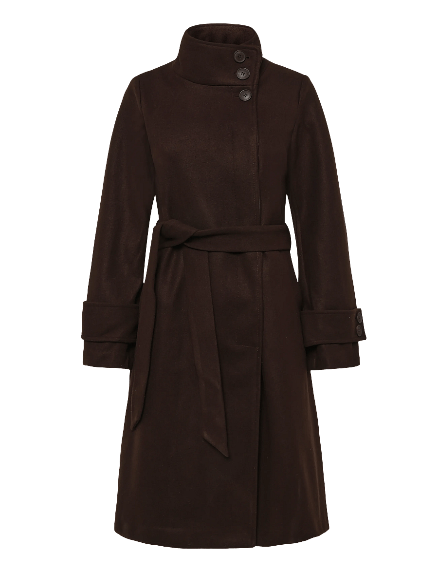 Bubbleroom - High Neck Midi Coat - leichte mäntel - dark brown - 1