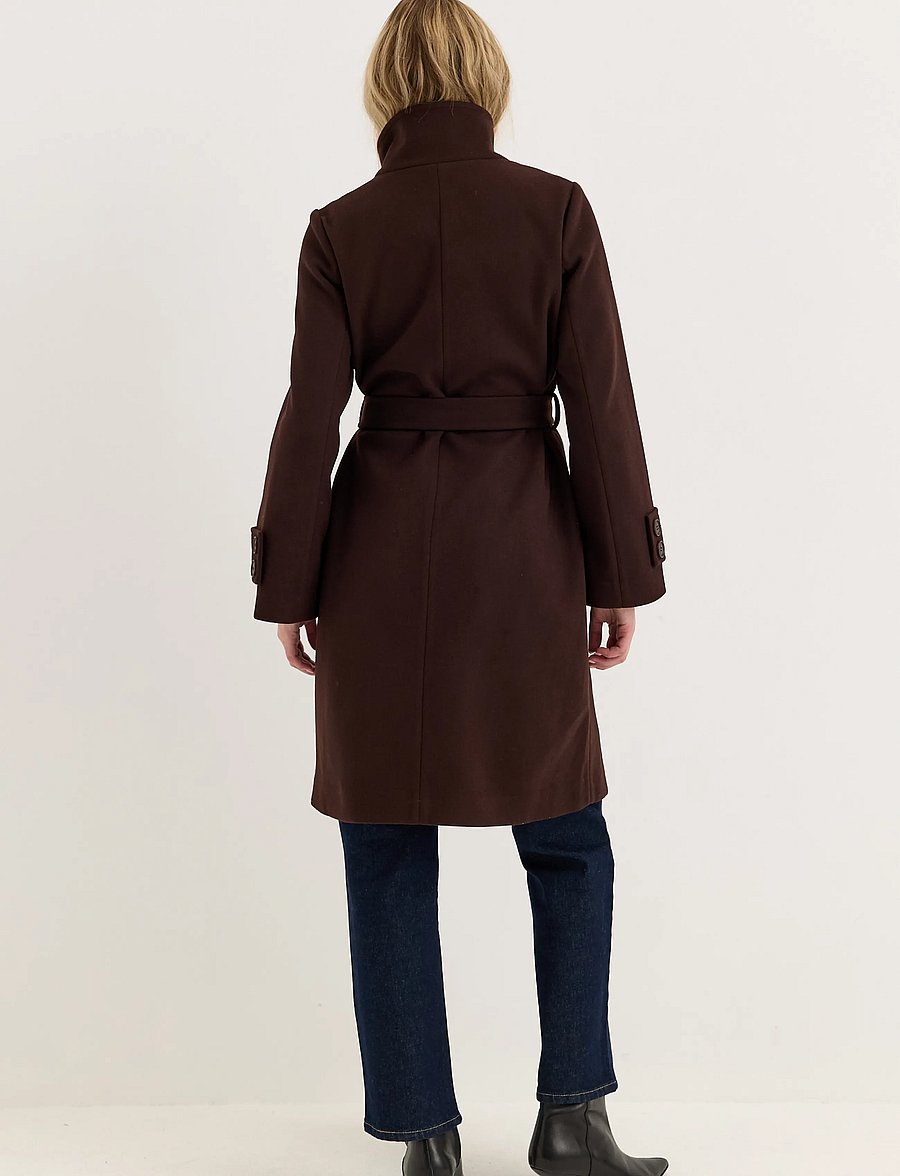 Bubbleroom - High Neck Midi Coat - leichte mäntel - dark brown - 3