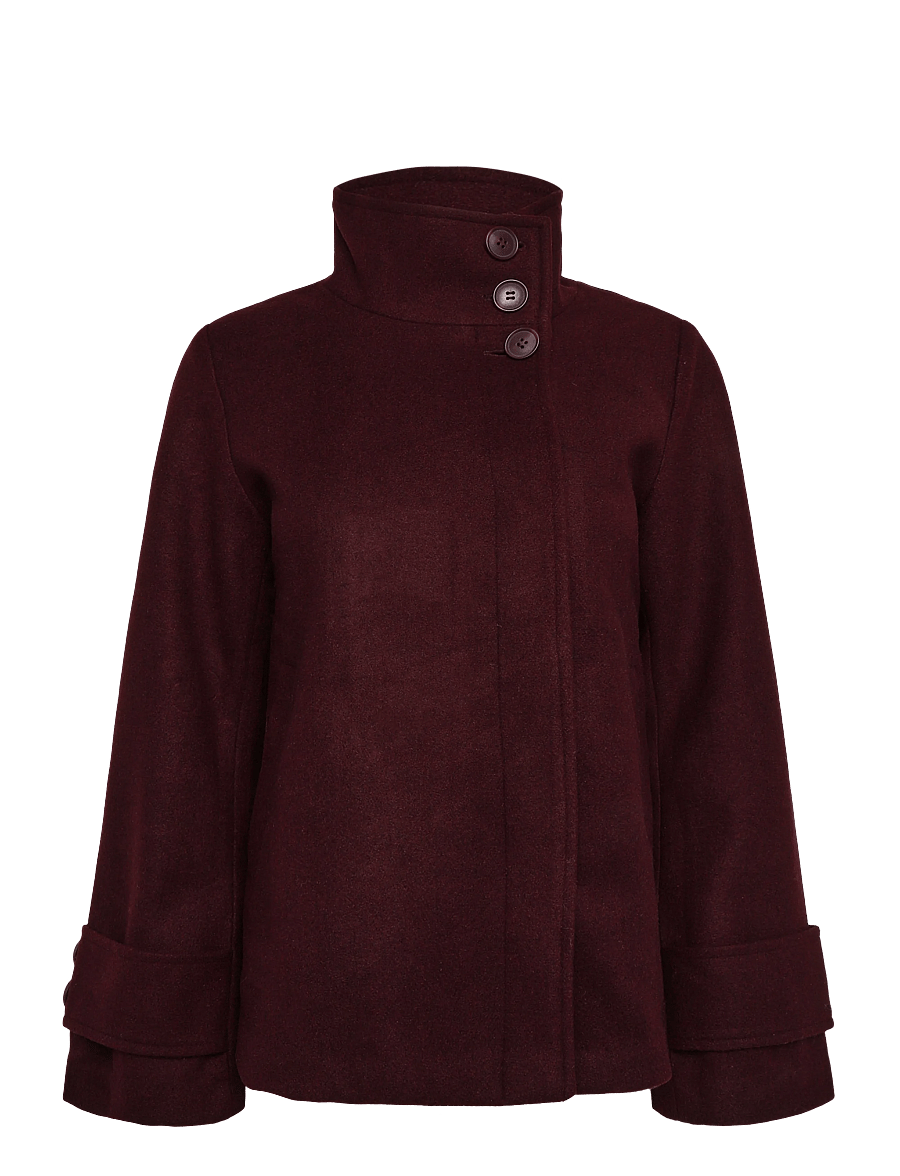 Bubbleroom - High Neck Short Coat - tunna kappor - burgundy - 1