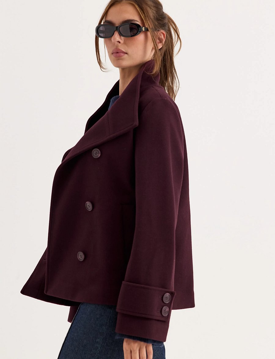 Bubbleroom - High Neck Short Coat - tunna kappor - burgundy - 3