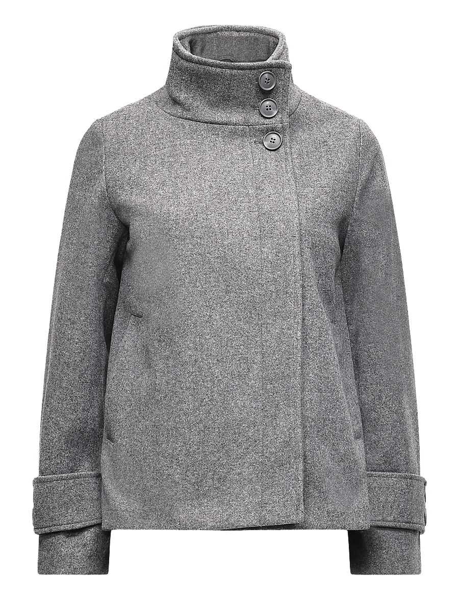 Bubbleroom - High Neck Short Coat - kerged mantlid - grey melange - 1