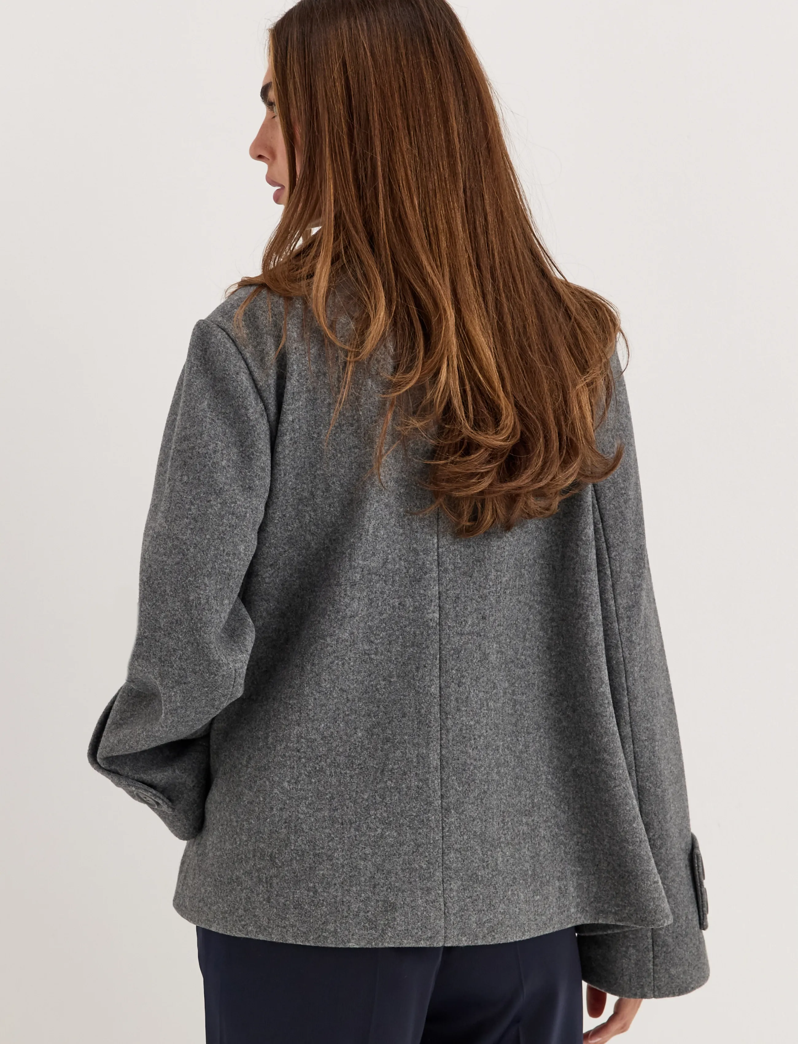 Bubbleroom - High Neck Short Coat - kerged mantlid - grey melange - 4