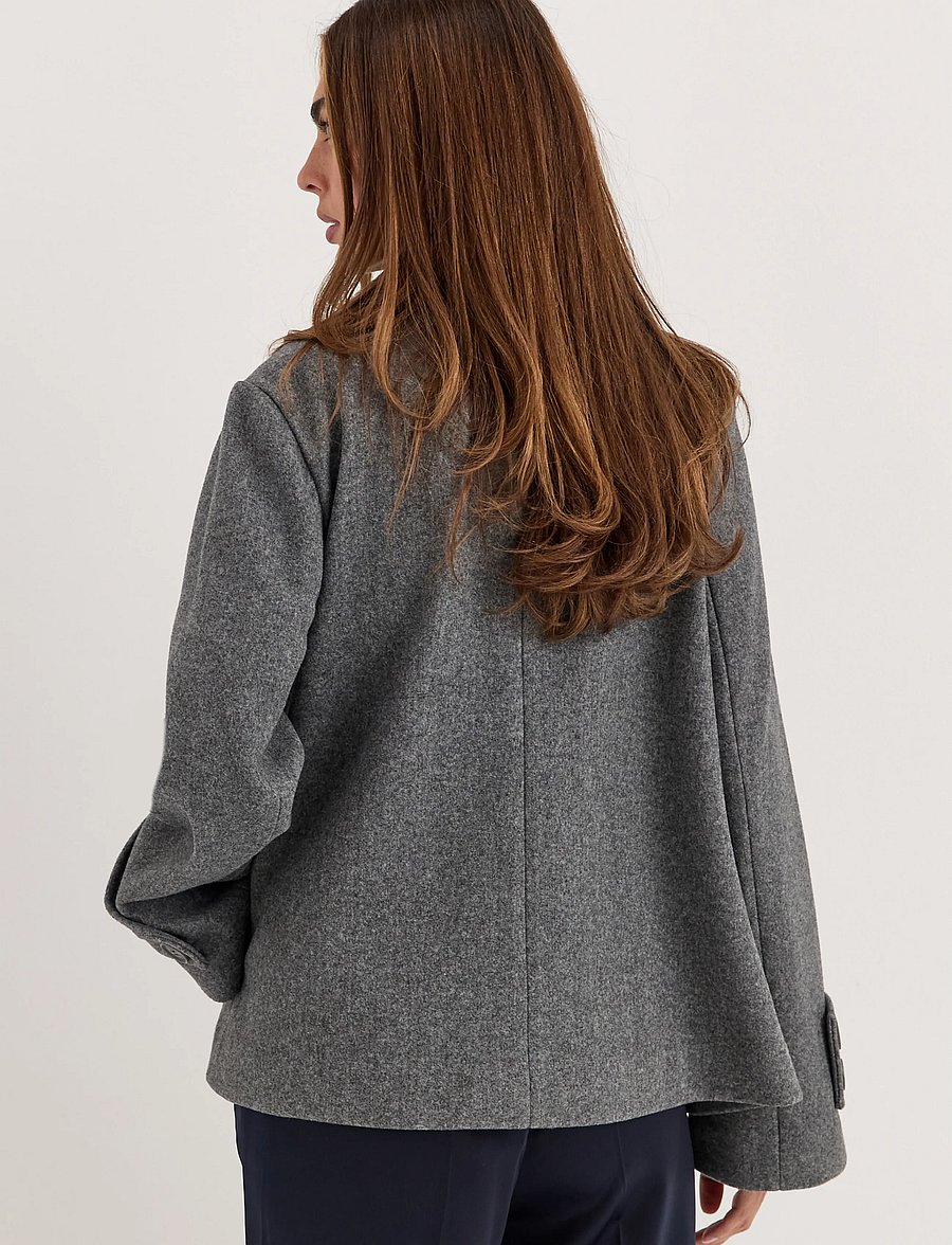 Bubbleroom - High Neck Short Coat - kerged mantlid - grey melange - 4