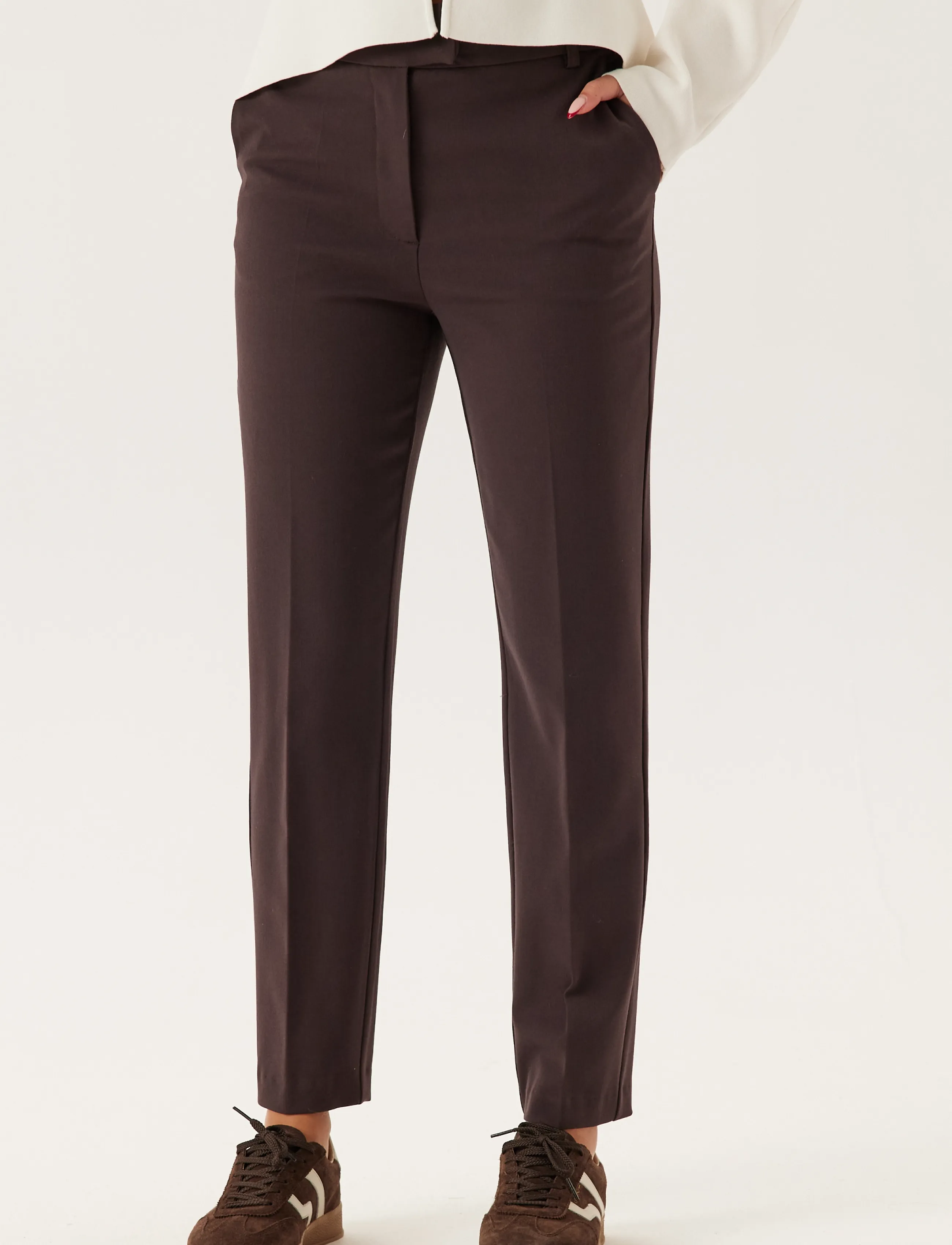 Bubbleroom High Waist Slackers - Hosen - BROWN / brown