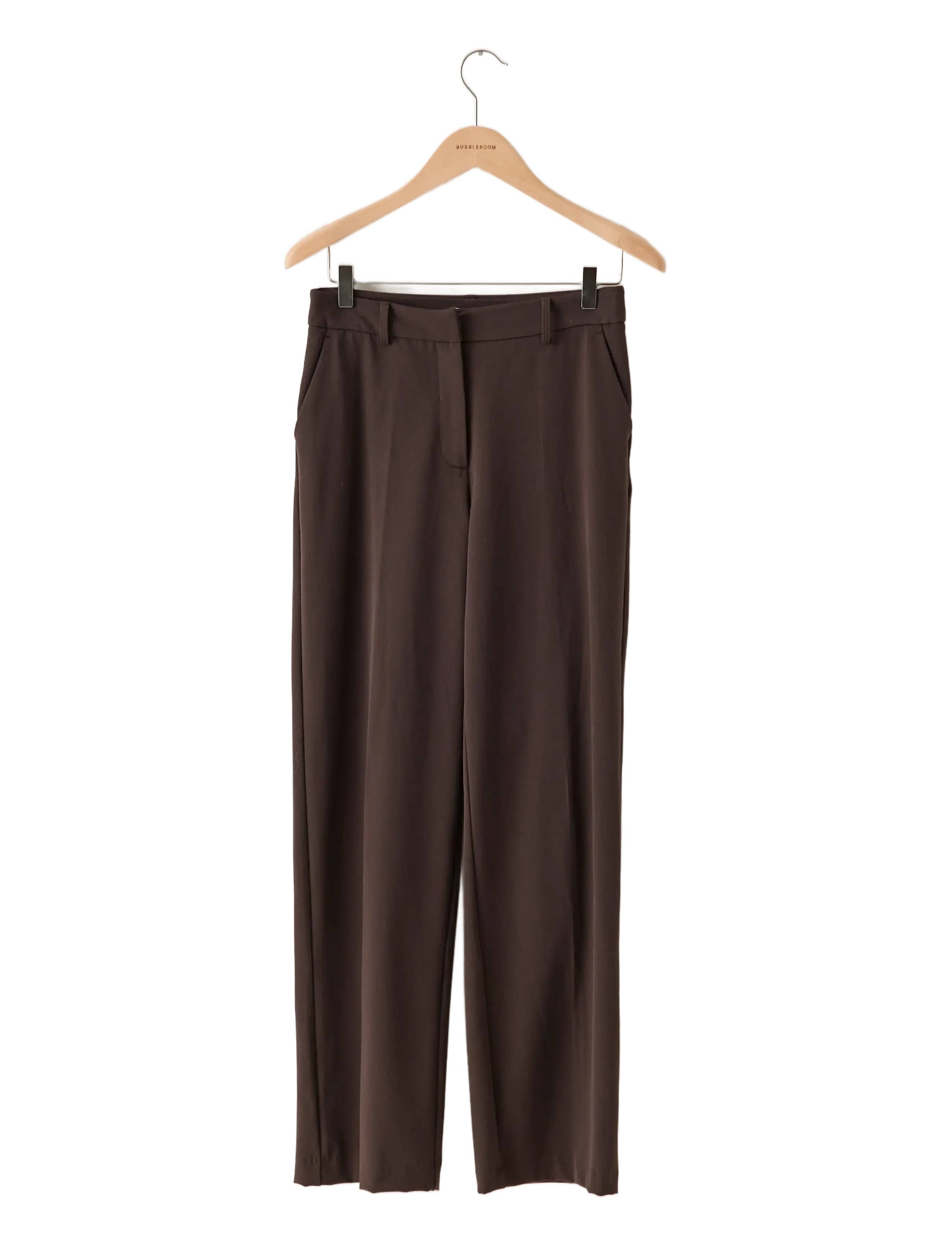 Bubbleroom - Straight High Waist Suit Trousers - brown - 1