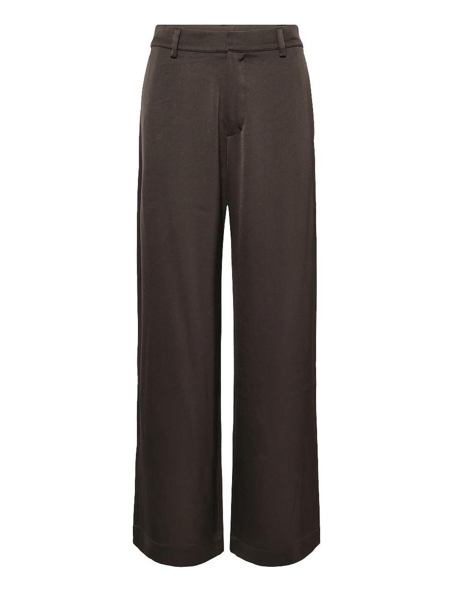 Bubbleroom - Straight High Waist Suit Trousers - anzugshosen - brown - 1
