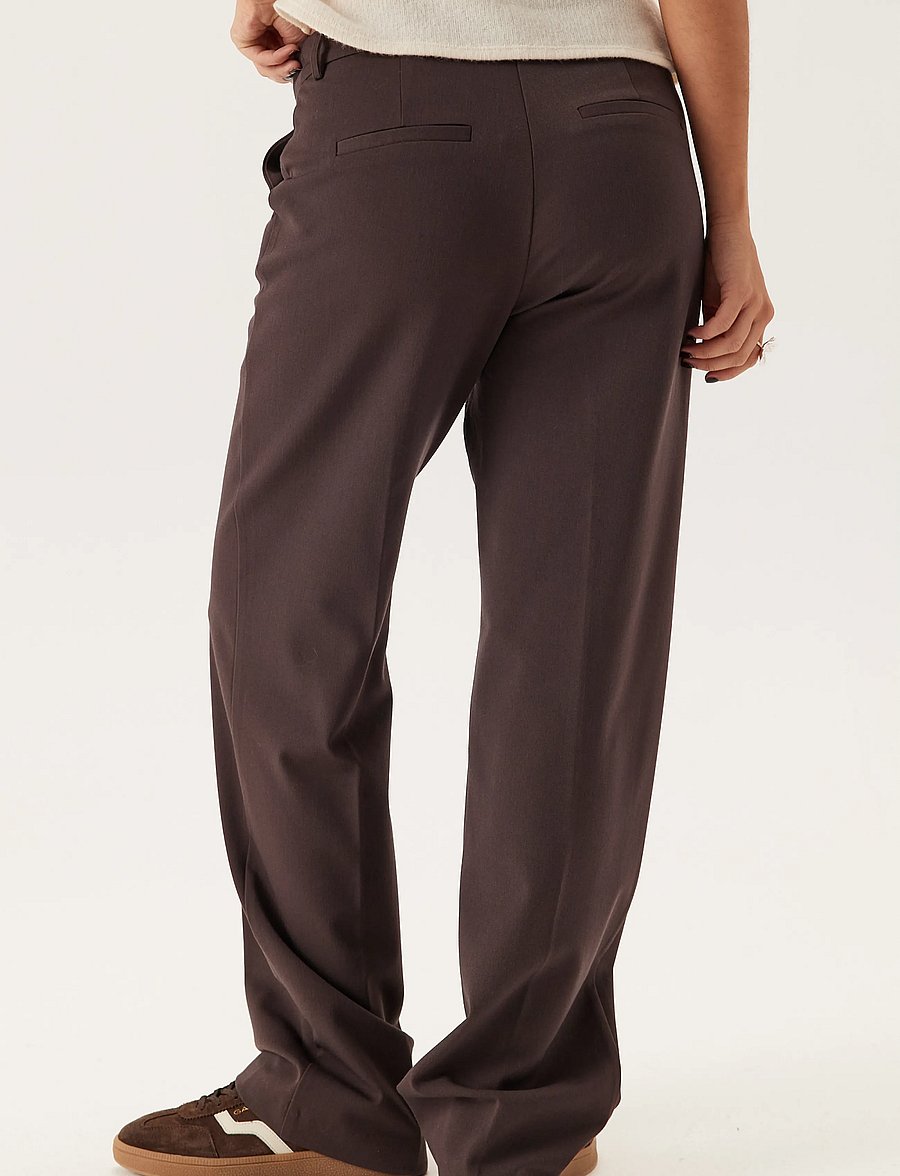 Bubbleroom - Straight High Waist Suit Trousers - kostymbyxor - brown - 3