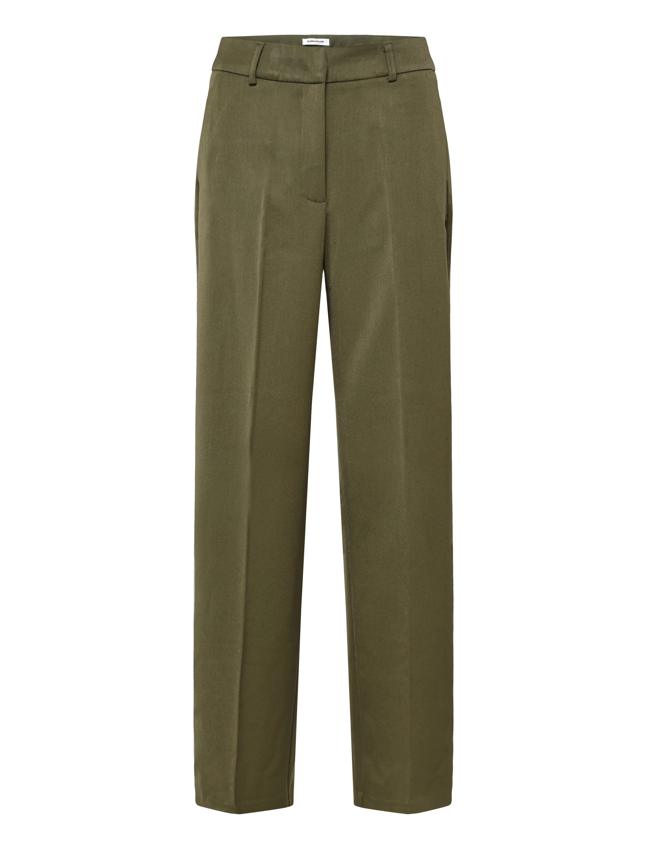 Bubbleroom - Straight High Waist Suit Trousers - anzugshosen - olive green - 1
