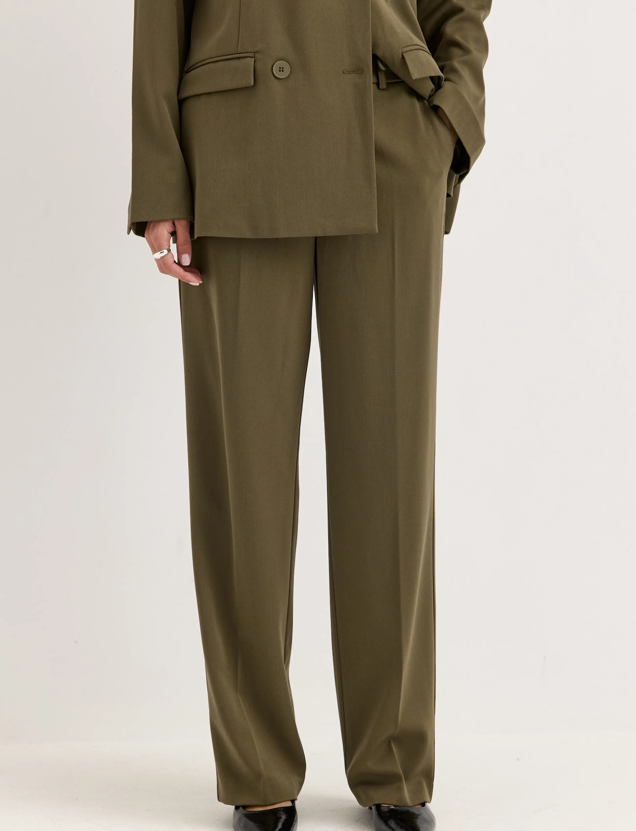 Straight High Waist Suit Trousers