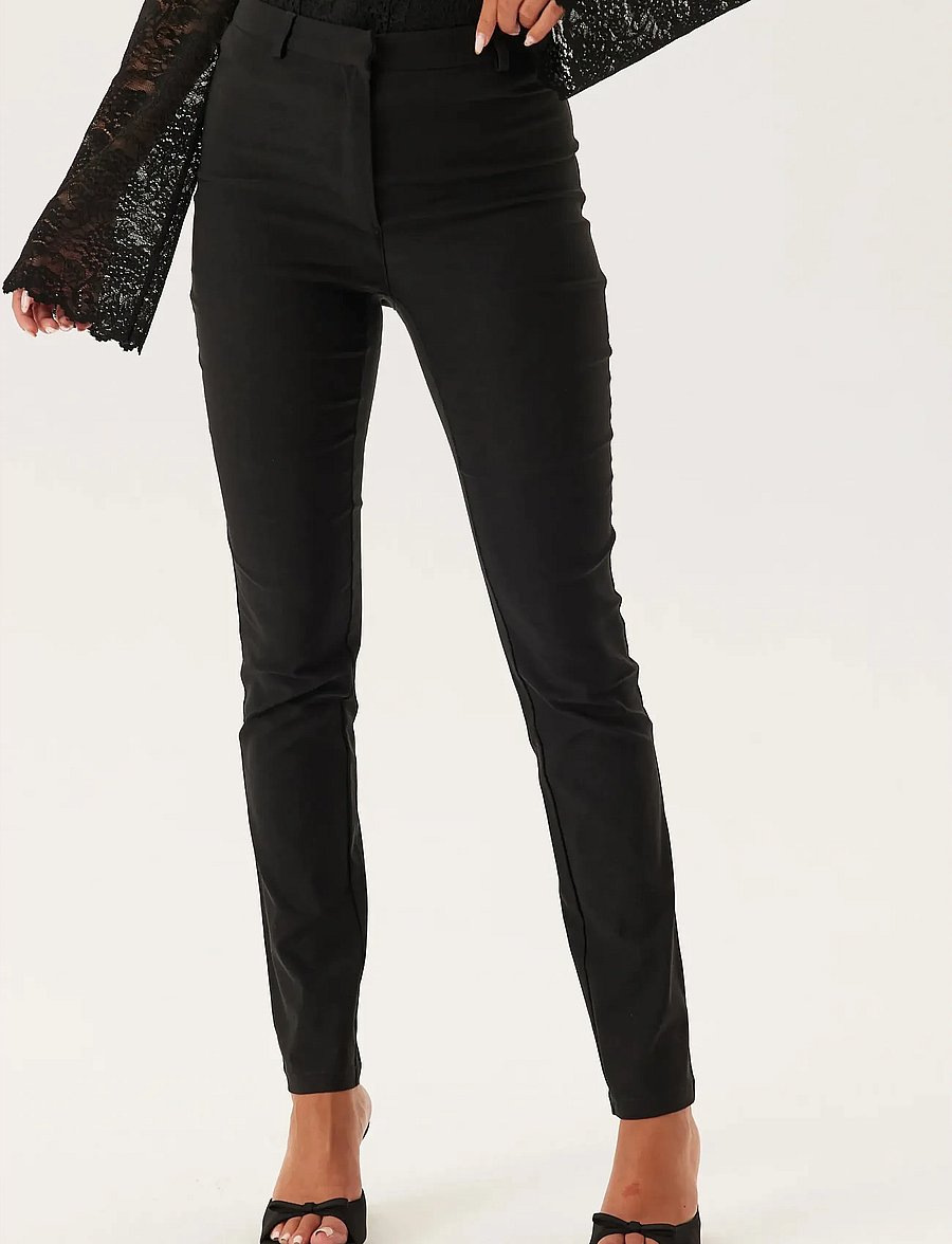 Bubbleroom - High Waist Stretchy Trousers - skinny-leg hosen - black - 3