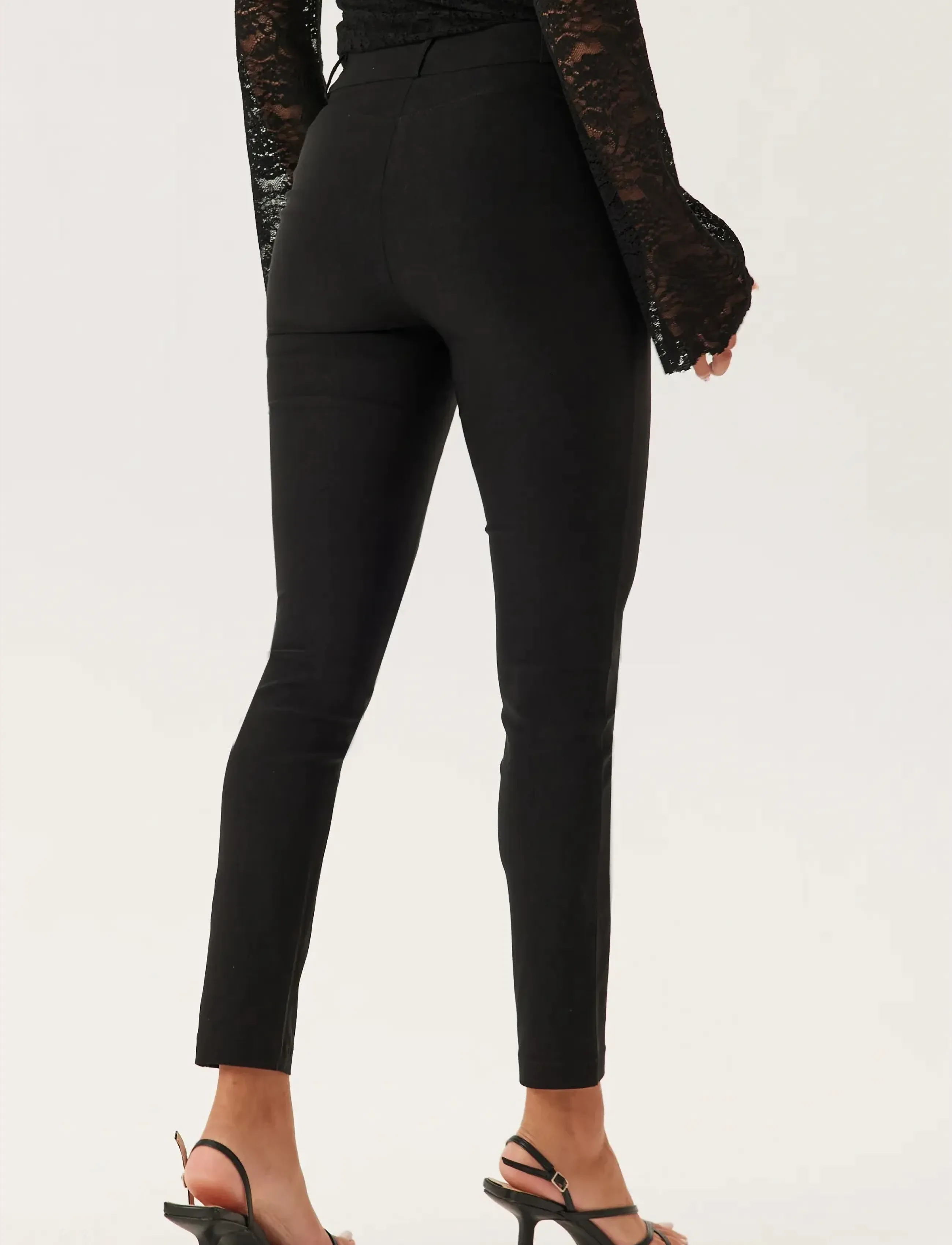 Bubbleroom Stretchy Ankle Push-Up Trousers, 42 x 72, Black, Bukser > Skinny Leg, Dame