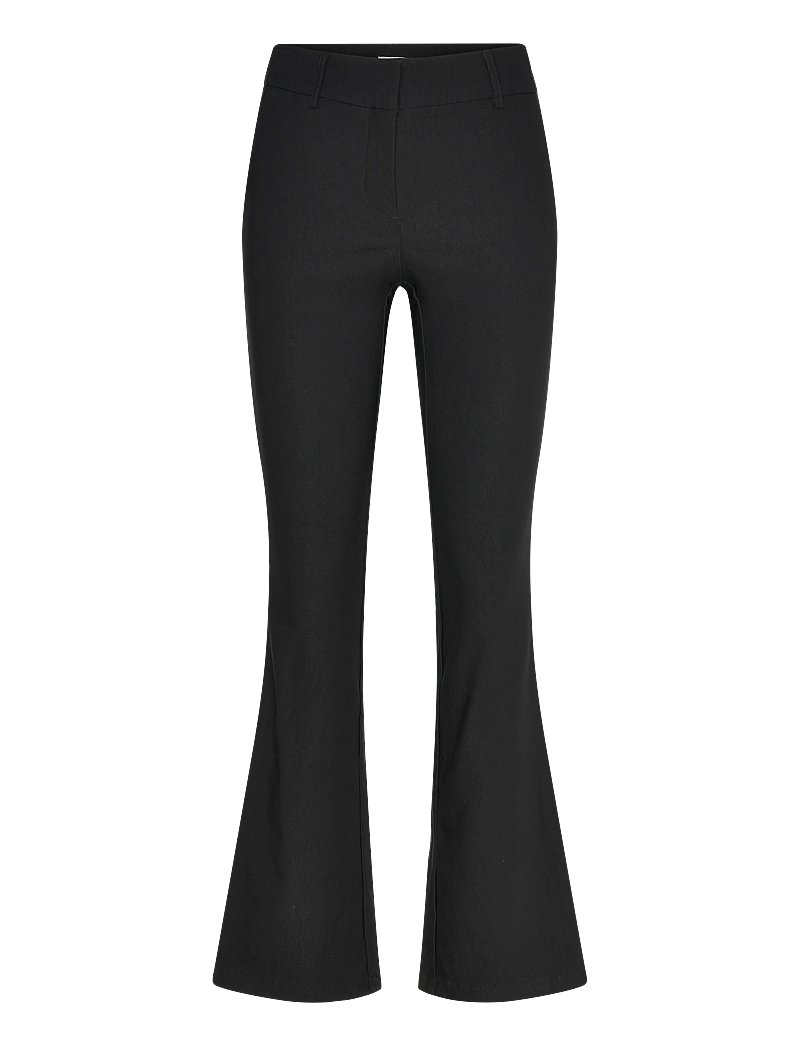 Bubbleroom - Mid Waist Stretchy Flared Trousers - alt laiad püksid - black - 1