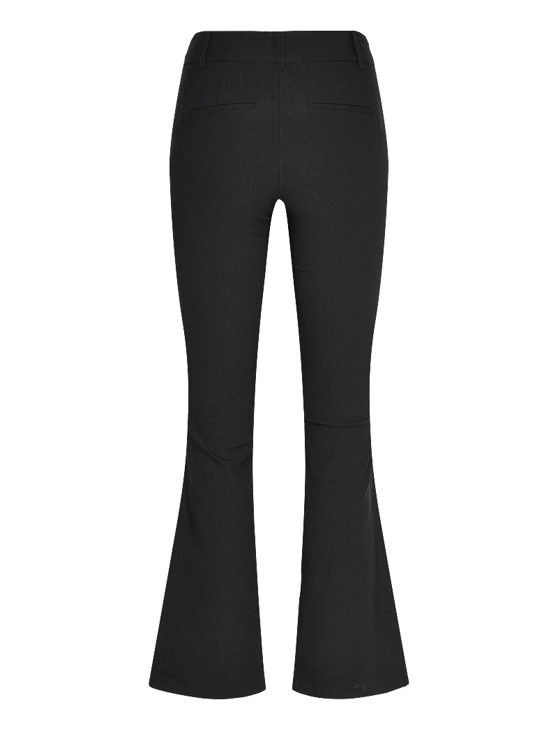 Bubbleroom - Mid Waist Stretchy Flared Trousers - alt laiad püksid - black - 2