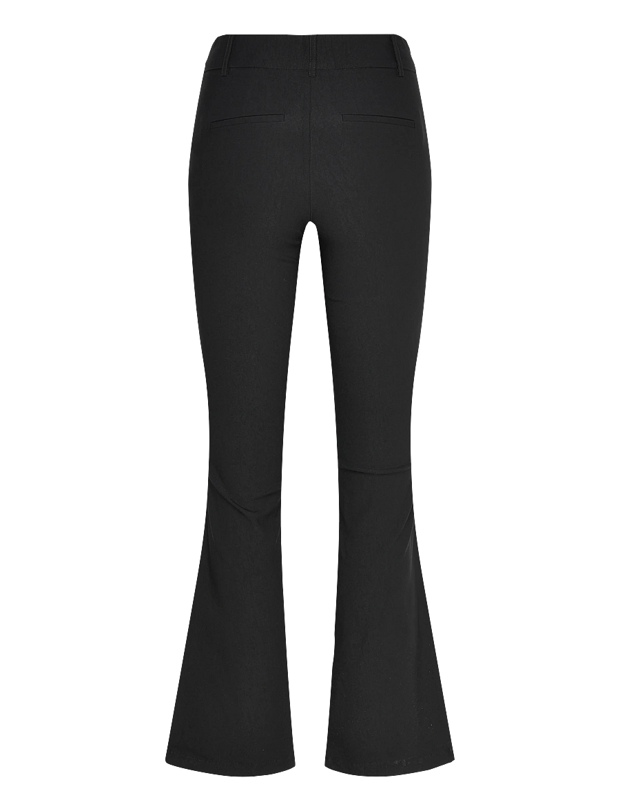 Bubbleroom - Mid Waist Stretchy Flared Trousers - schlaghosen - black - 2