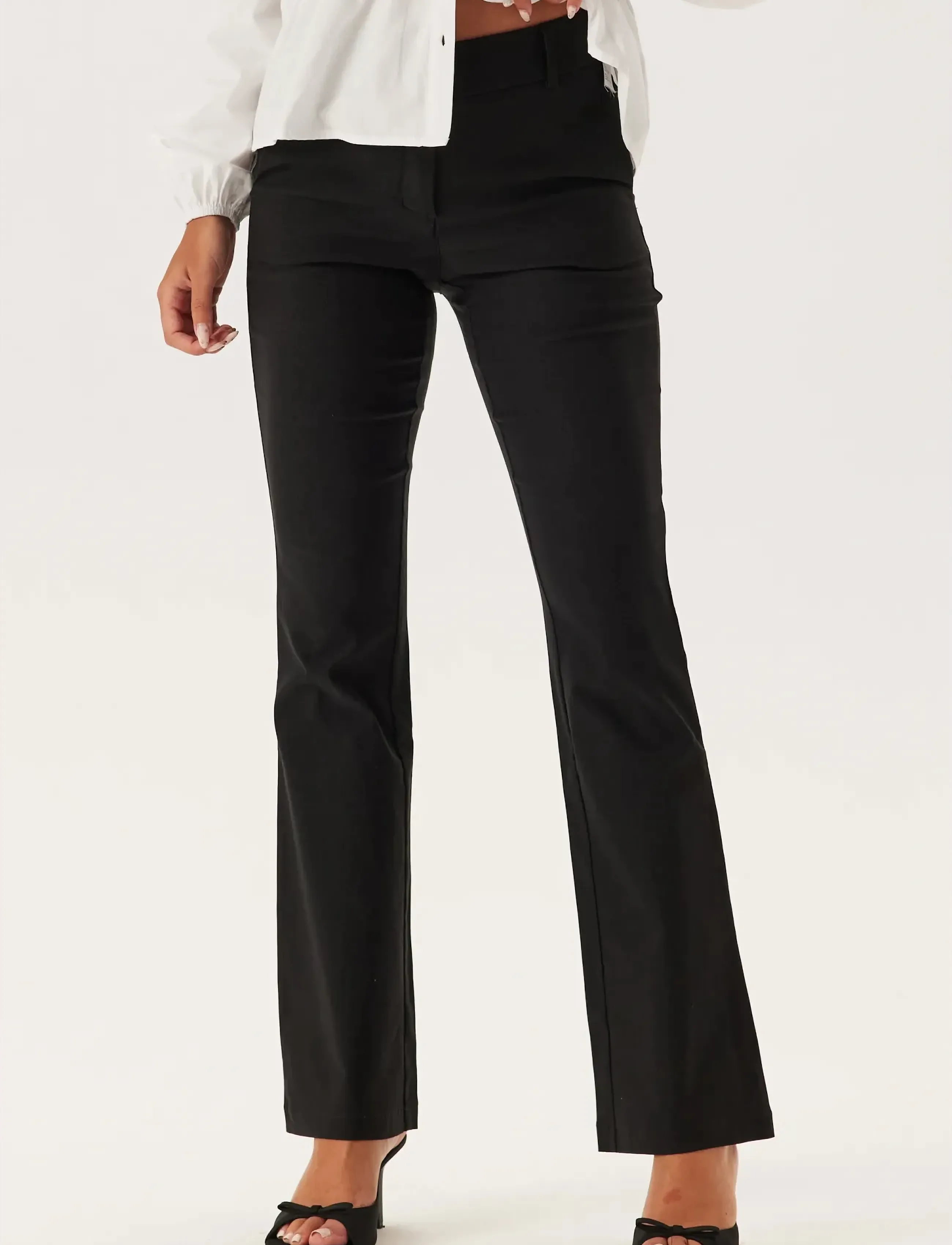 BUBBLEROOM Mid Waist Stretchy Flared Trousers kostymbyxor dam – bild 6