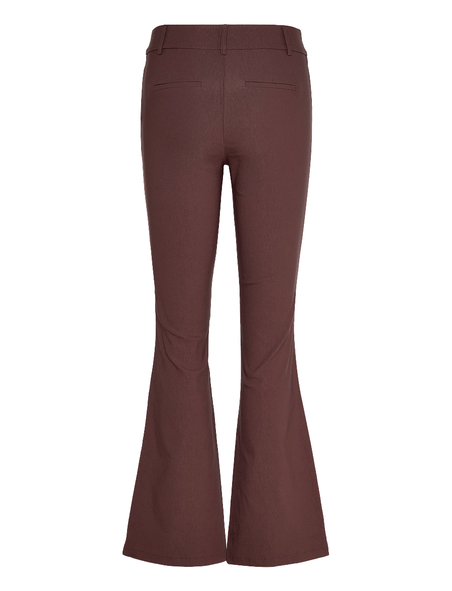 Bubbleroom - Mid Waist Stretchy Flared Trousers - slengbukser - dark brown - 2