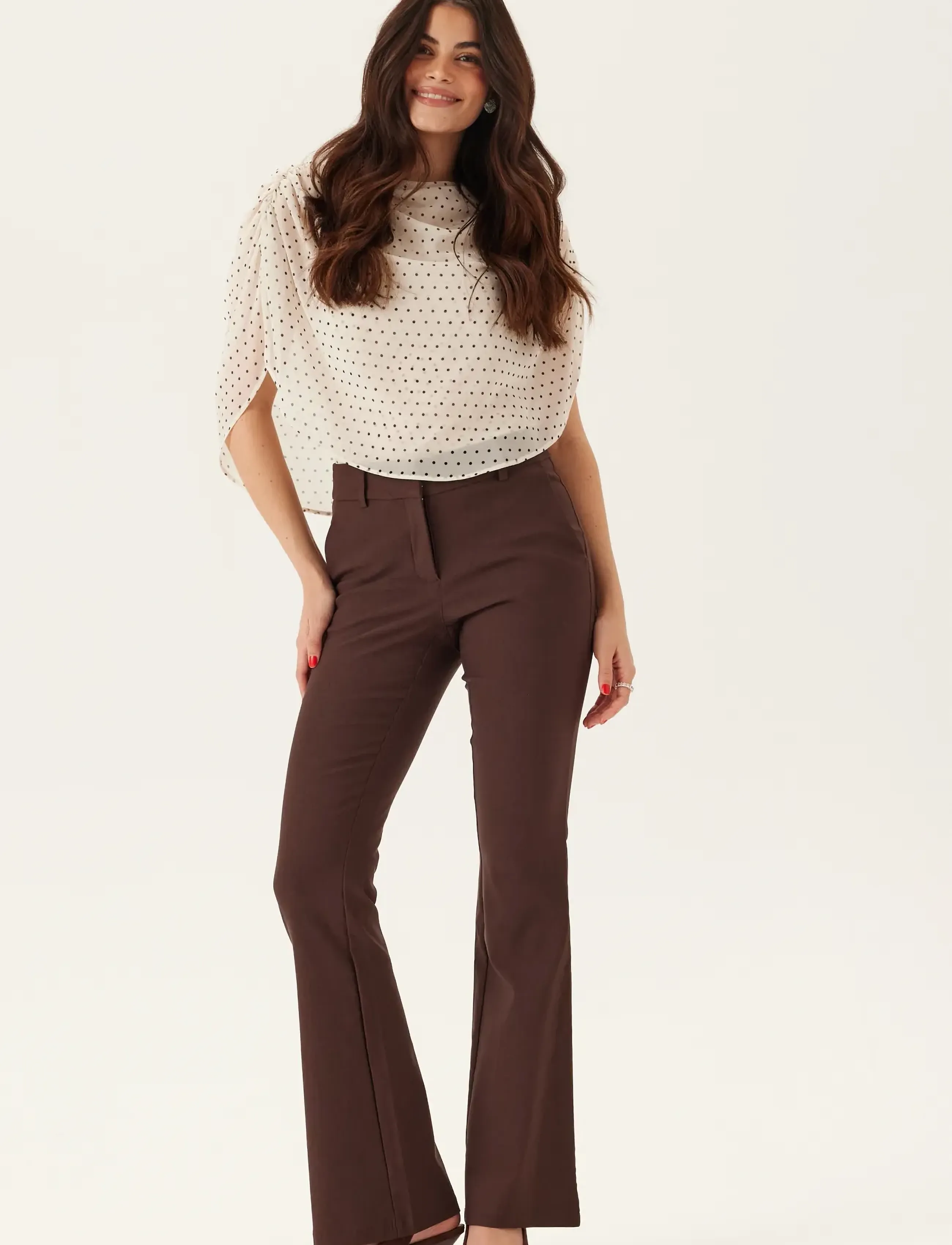 BUBBLEROOM Mid Waist Stretchy Flared Trousers kostymbyxor dam – bild 8