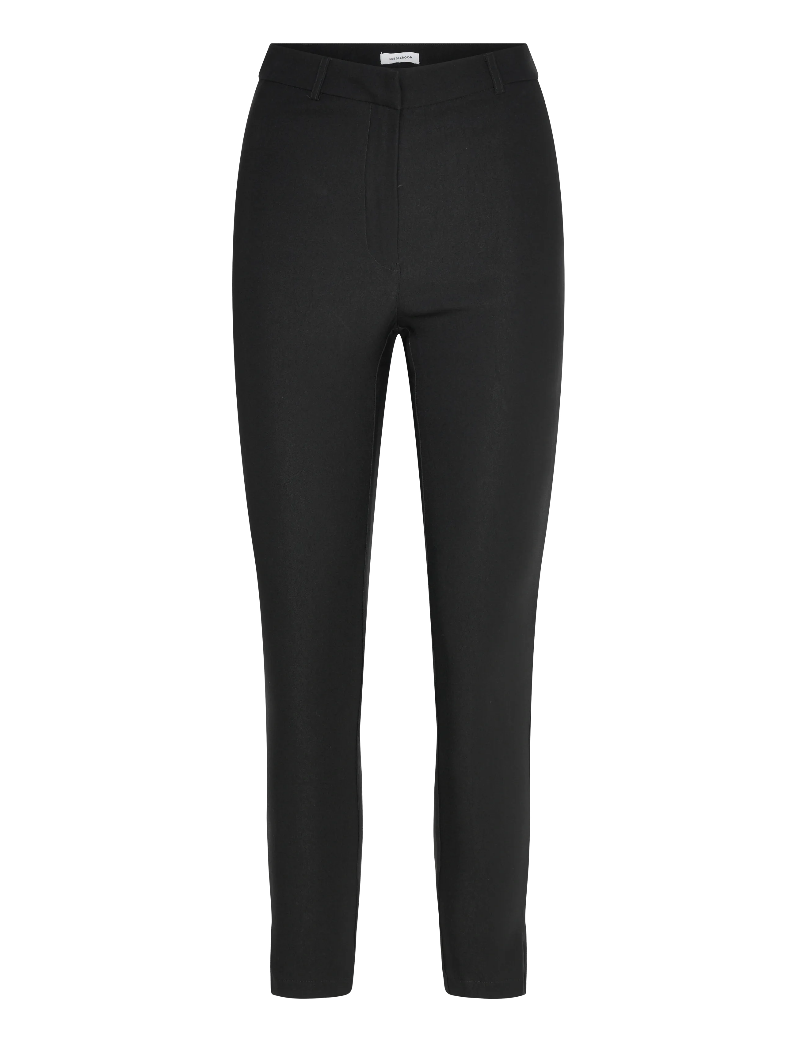 Bubbleroom High Waist Stretchy Cropped Slit Trousers - Kläder - BLACK / black