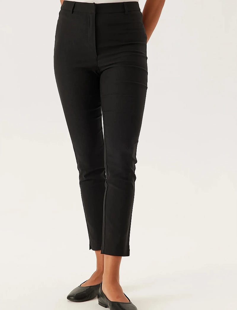 Bubbleroom - High Waist Stretchy Cropped Slit Trousers - kitsalõikelised püksid - black - 0