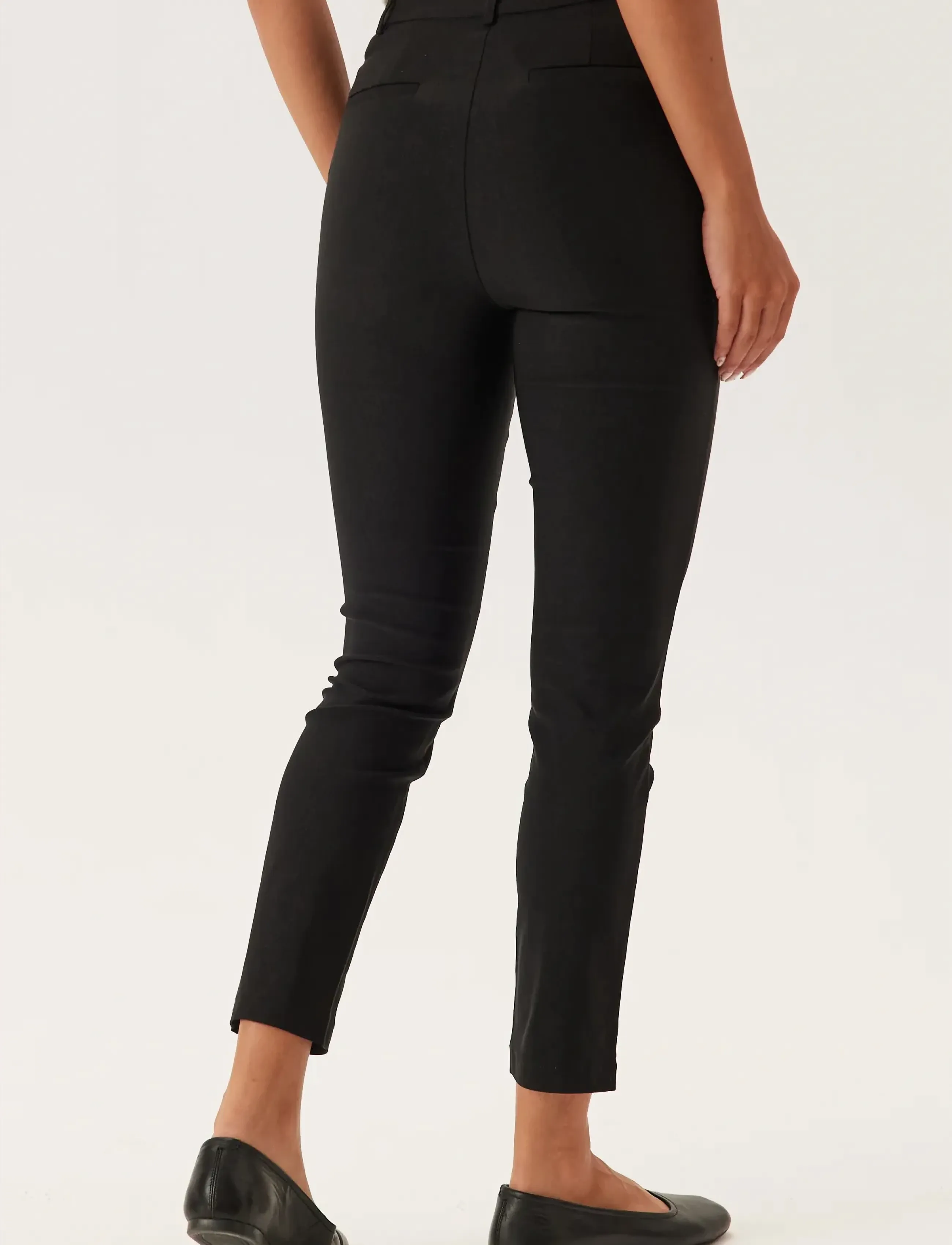 Bubbleroom - High Waist Stretchy Cropped Slit Trousers - slim fit trousers - black - 4
