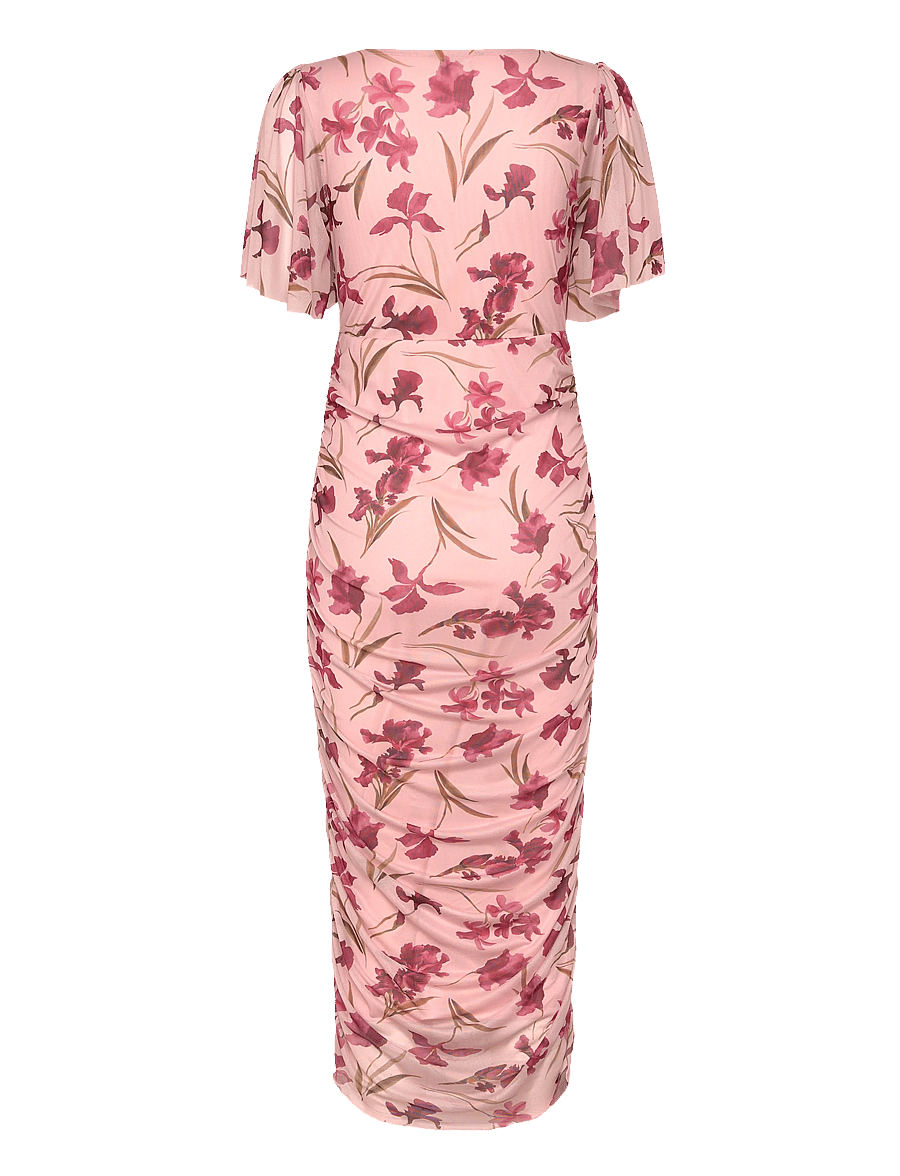 Bubbleroom - Butterfly Sleeve Mesh Ankle Dress - abendkleider - light pink/floral - 2