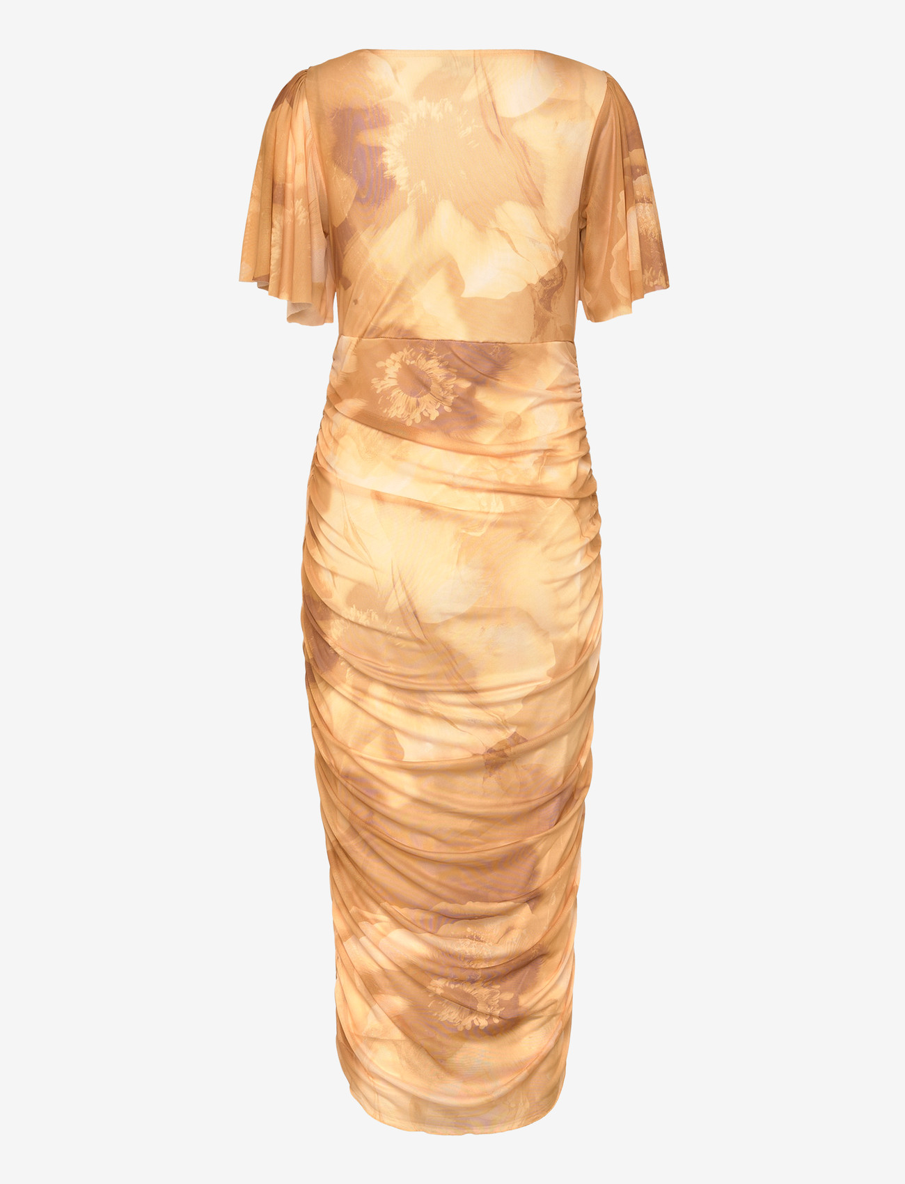 Bubbleroom - Butterfly Sleeve Mesh Ankle Dress - abendkleider - yellow/floral - 2