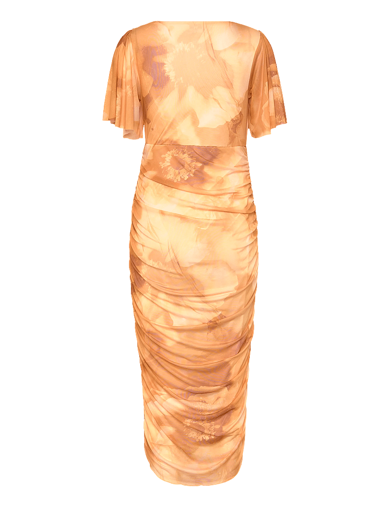 Bubbleroom - Butterfly Sleeve Mesh Ankle Dress - abendkleider - yellow/floral - 2