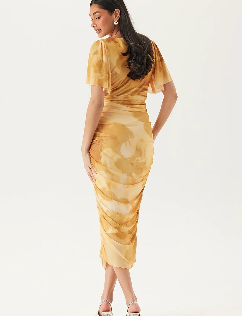 Bubbleroom - Butterfly Sleeve Mesh Ankle Dress - abendkleider - yellow/floral - 3