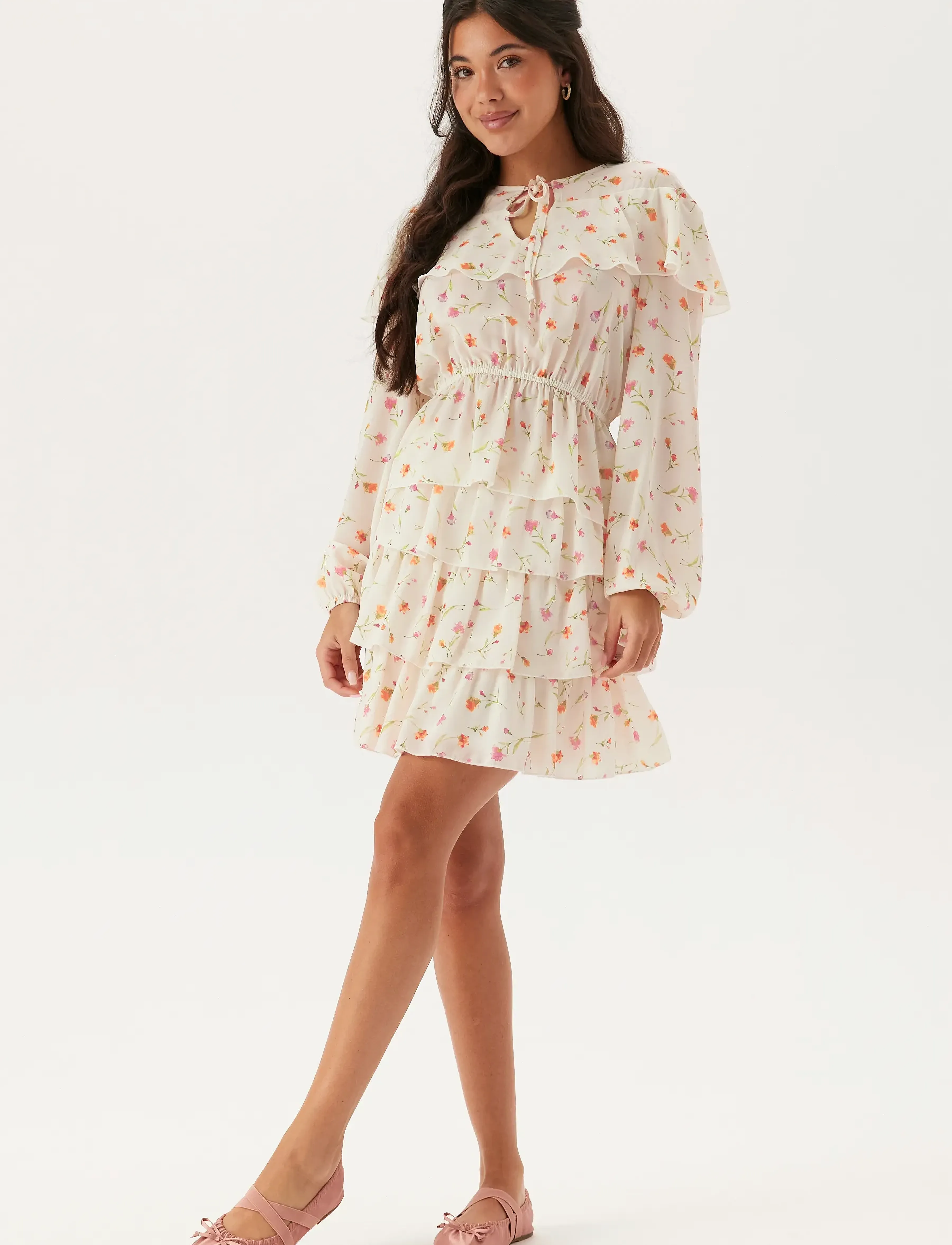 Bubbleroom - Flounce Blouse - langärmlige blusen - offwhite/floral - 3