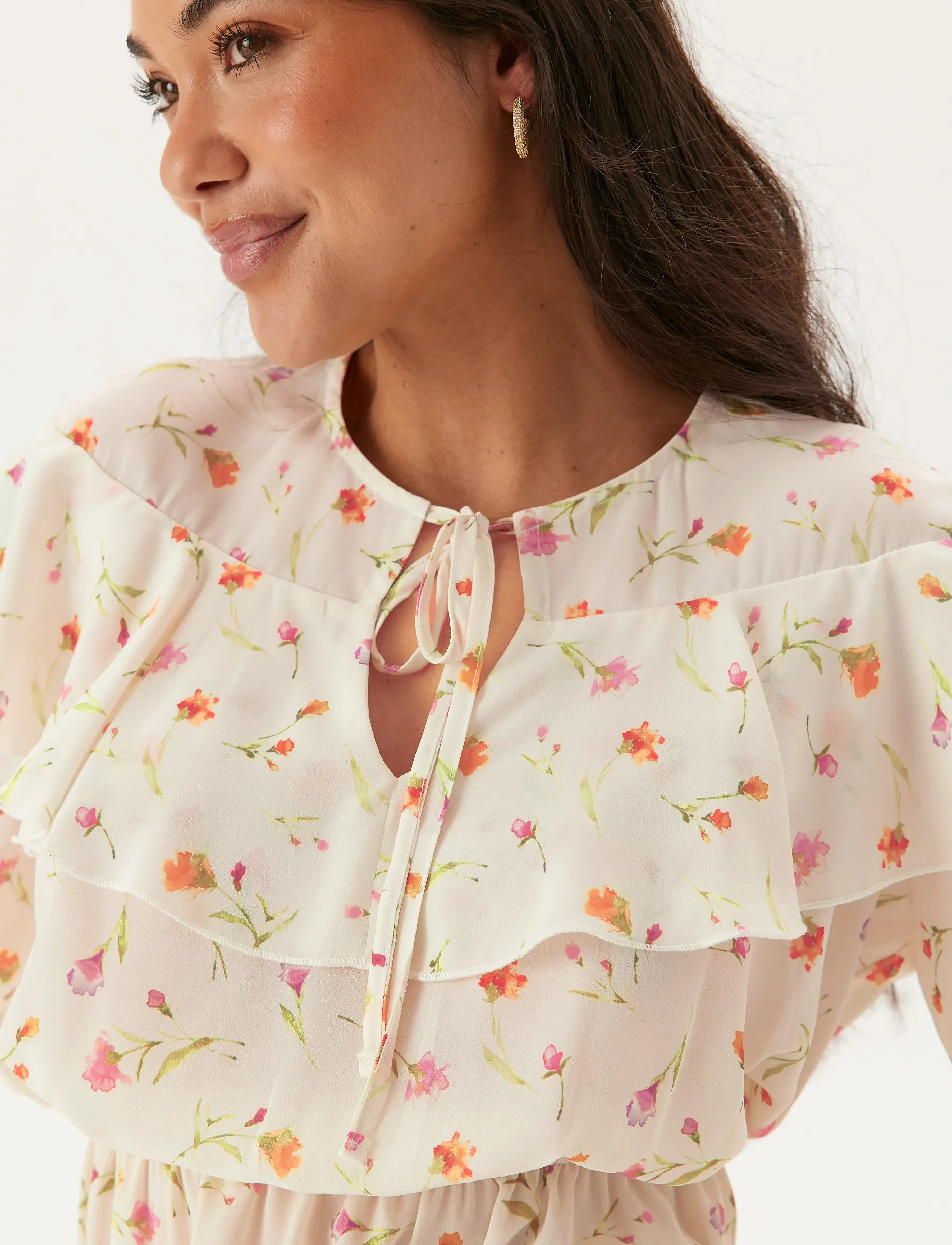Bubbleroom - Flounce Blouse - langärmlige blusen - offwhite/floral - 5