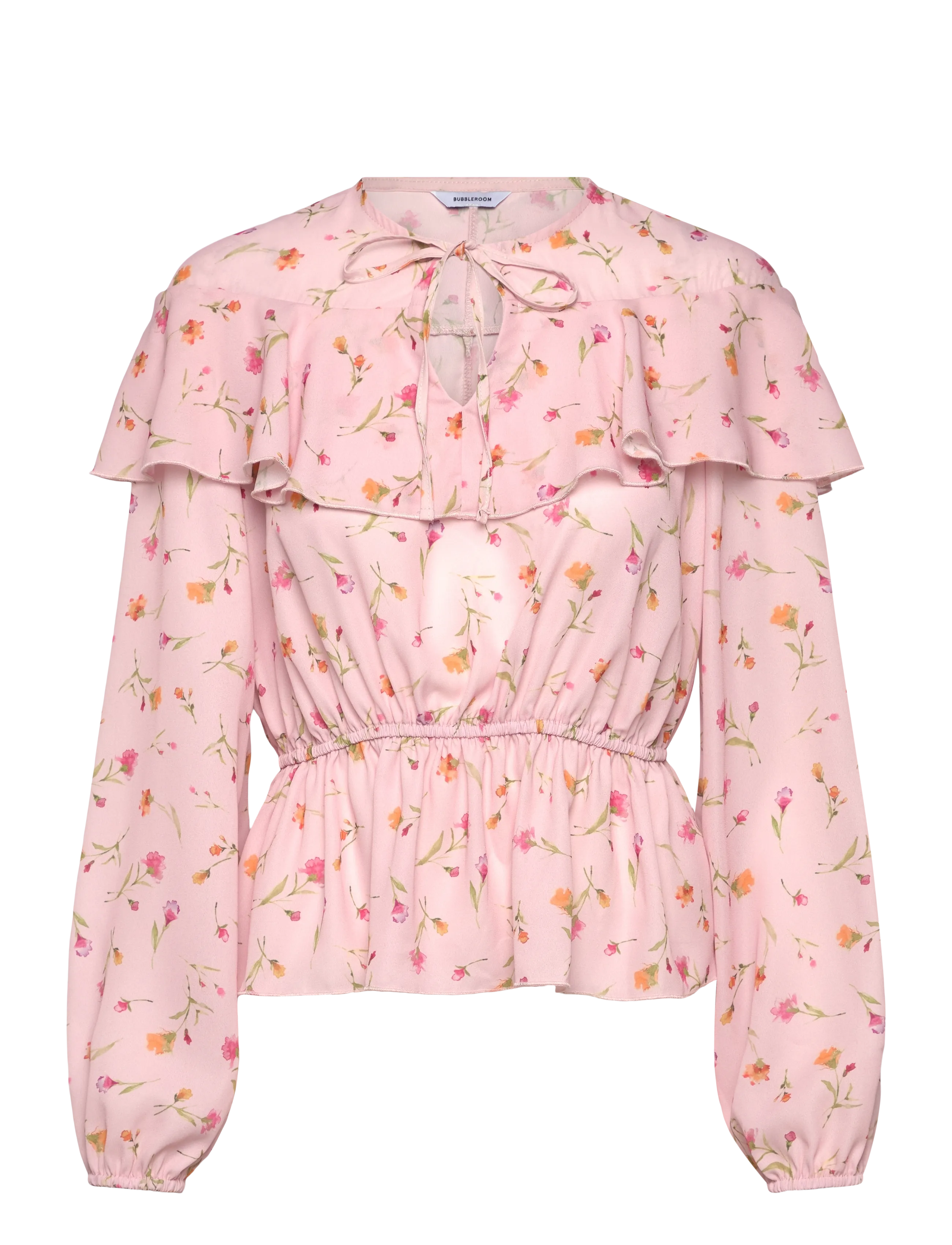Bubbleroom Flounce Blouse - Bluser - PINK/FLORAL / pink/rose