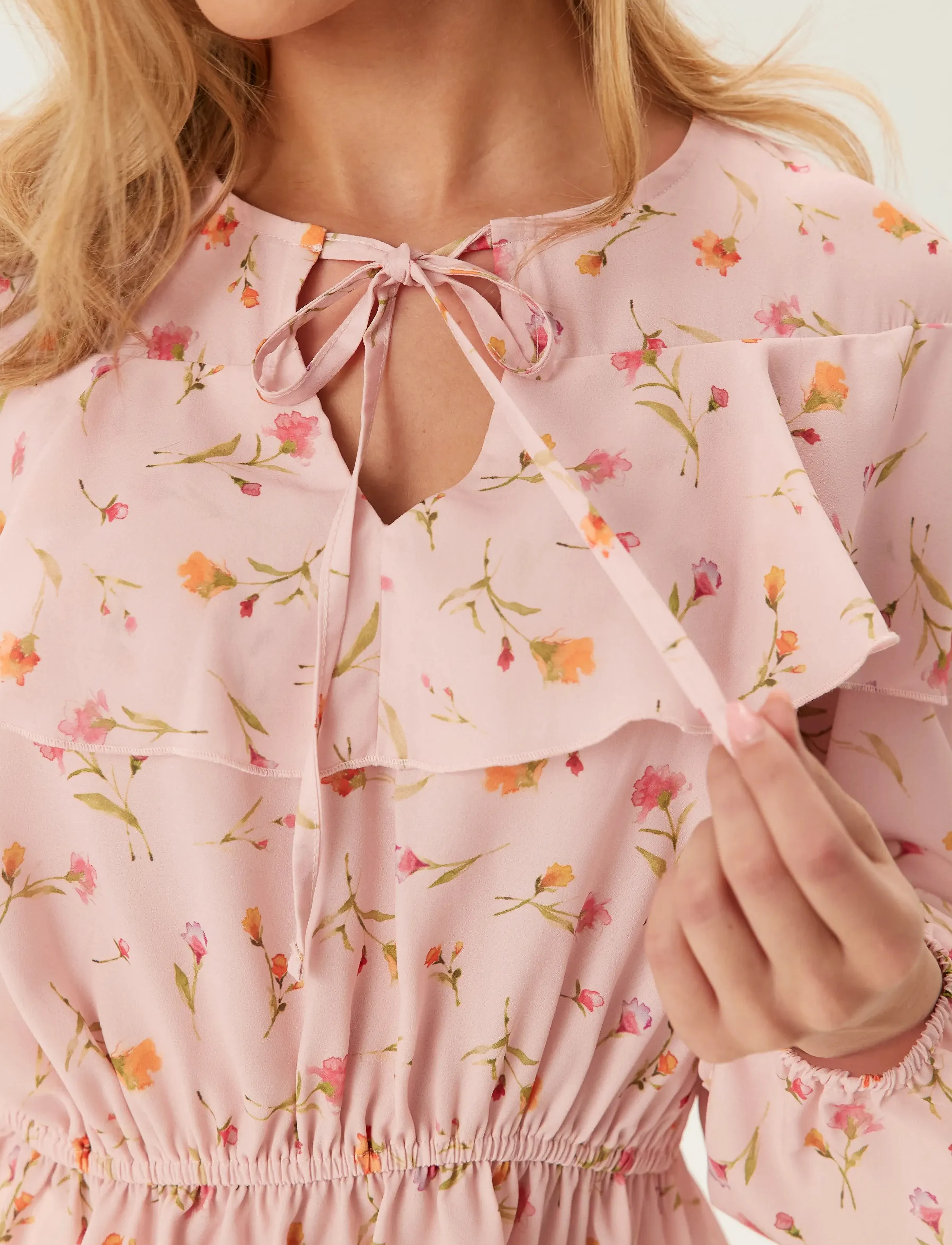 Bubbleroom - Flounce Blouse - pitkähihaiset puserot - pink/floral - 4