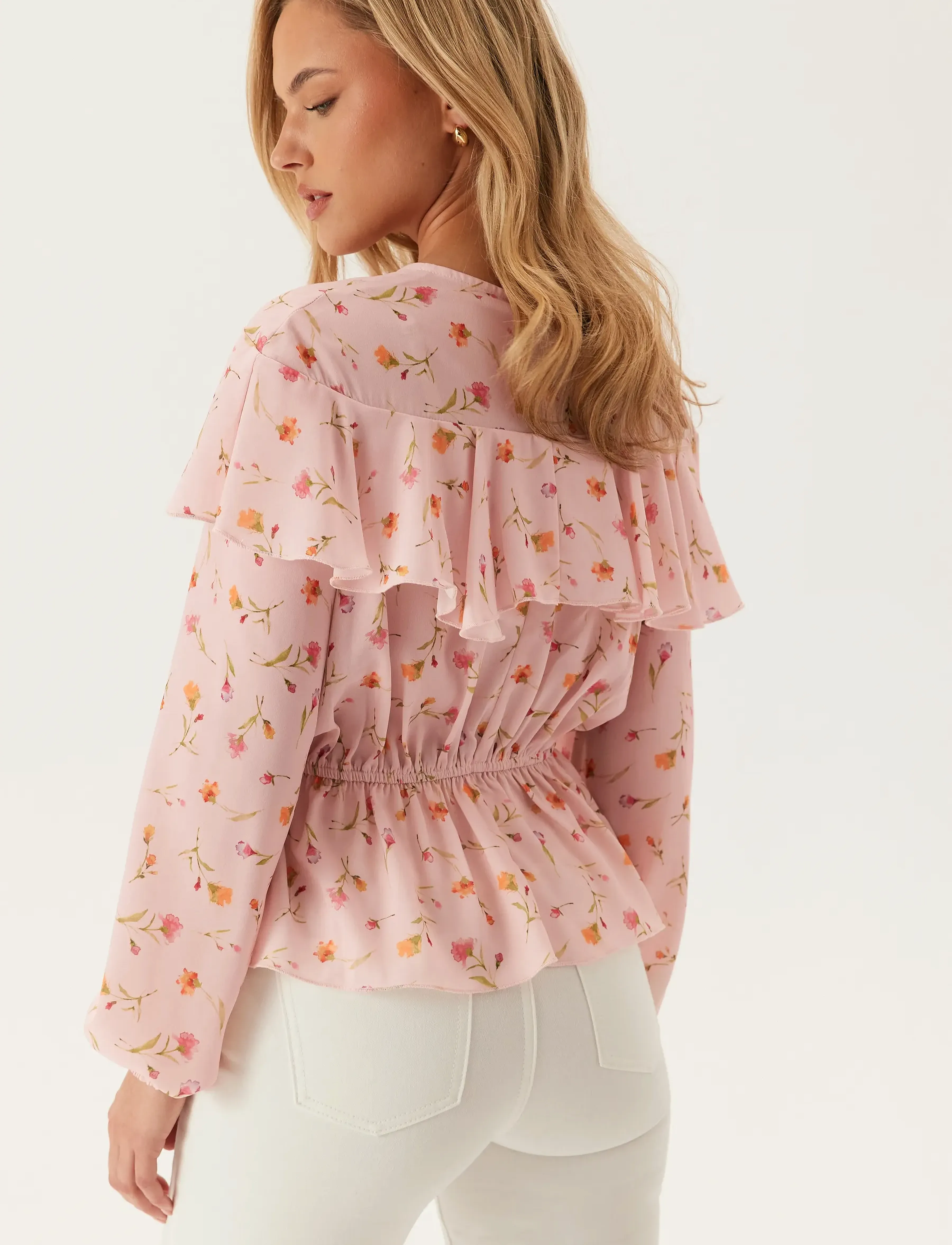 Bubbleroom - Flounce Blouse - pitkähihaiset puserot - pink/floral - 5