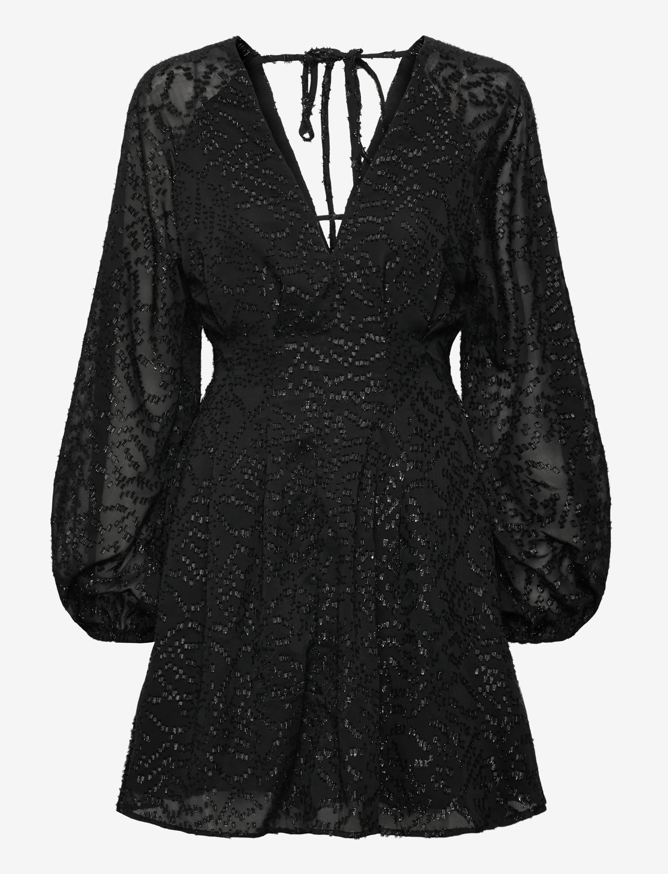 Bubbleroom - 3D Sparkling Raglan Sleeve Short Dress - festklänningar - black - 1