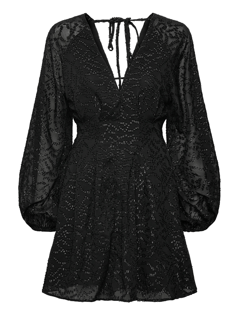 Bubbleroom - 3D Sparkling Raglan Sleeve Short Dress - festklänningar - black - 1