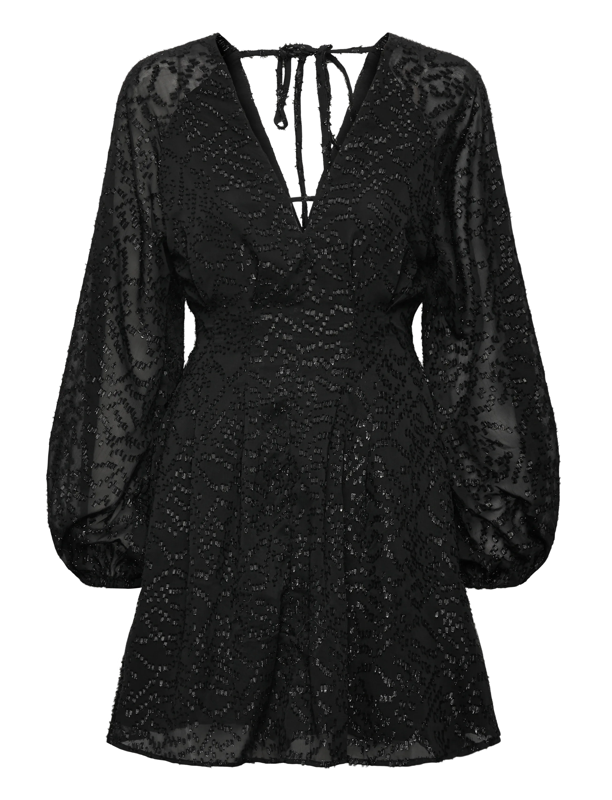 Bubbleroom - 3D Sparkling Raglan Sleeve Short Dress - black - 1