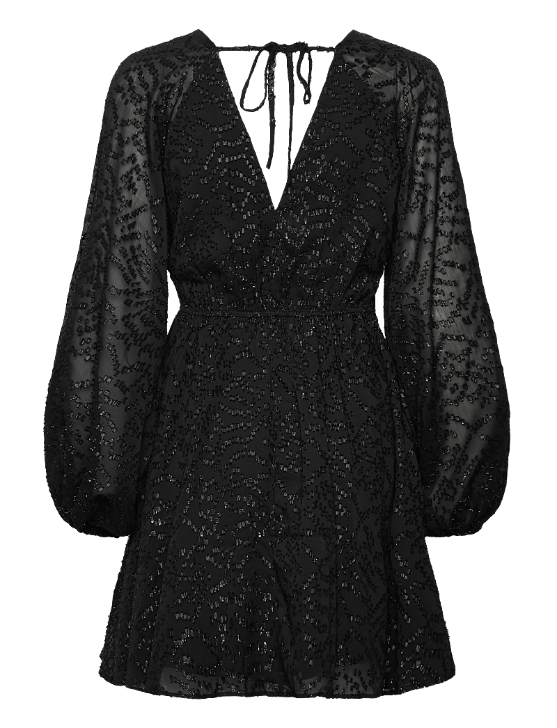 Bubbleroom - 3D Sparkling Raglan Sleeve Short Dress - festklänningar - black - 2