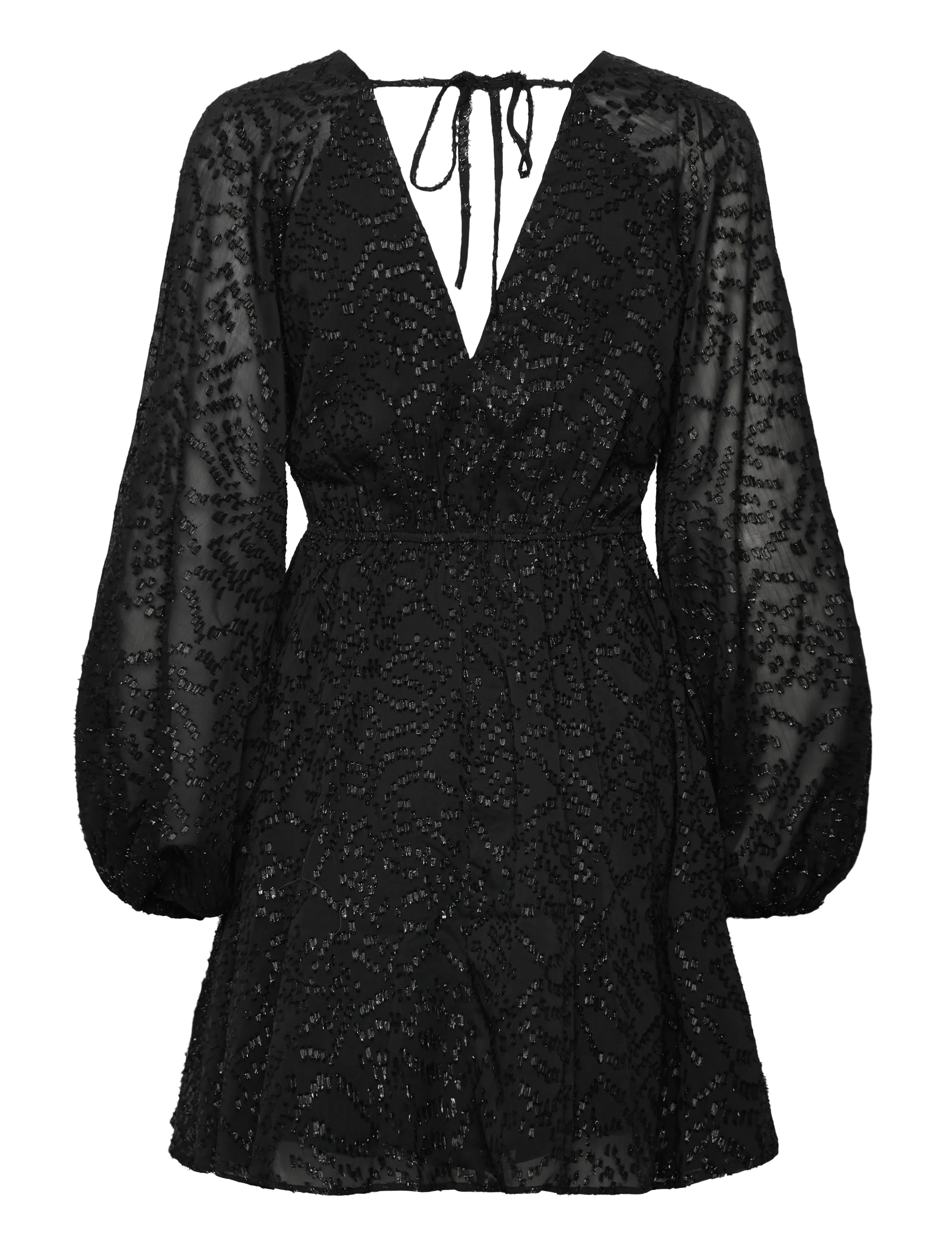 Bubbleroom - 3D Sparkling Raglan Sleeve Short Dress - black - 2