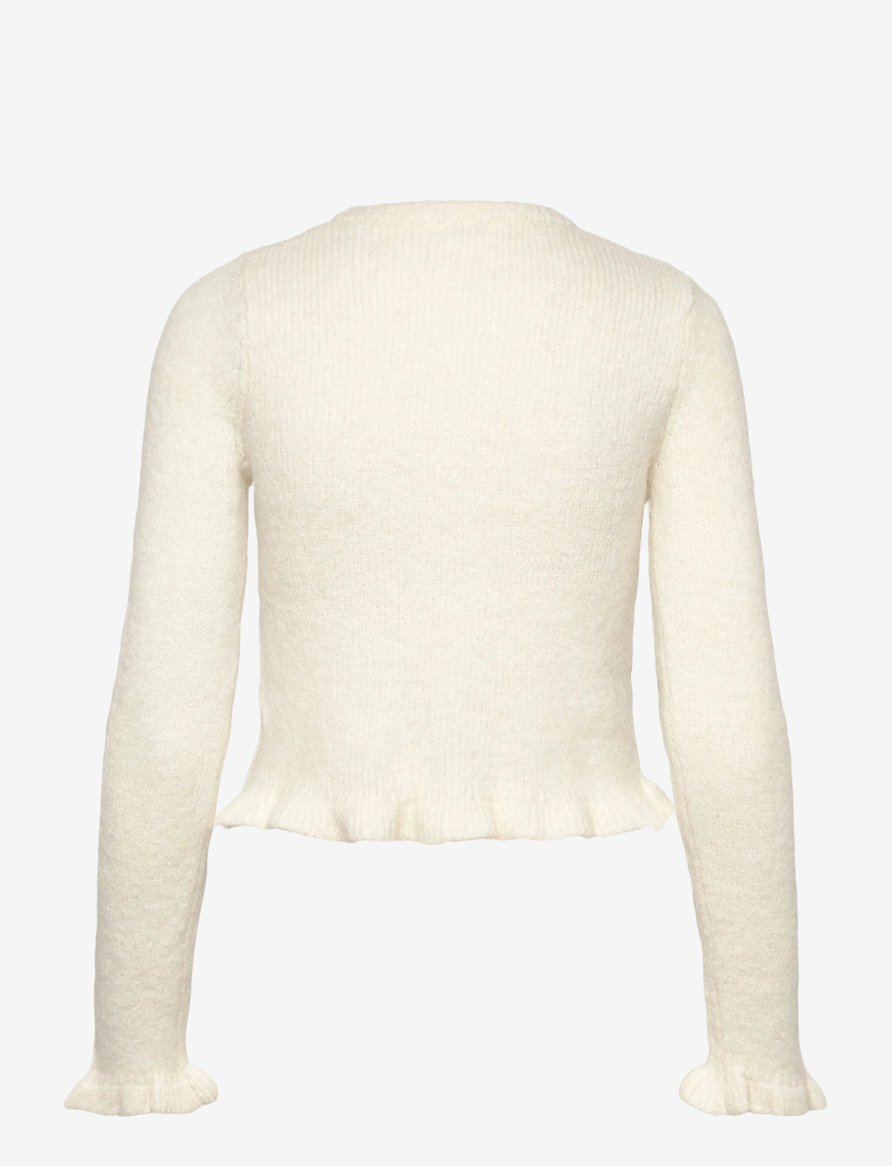 Bubbleroom - Knitted Frill Cardigan - koftor - offwhite - 2