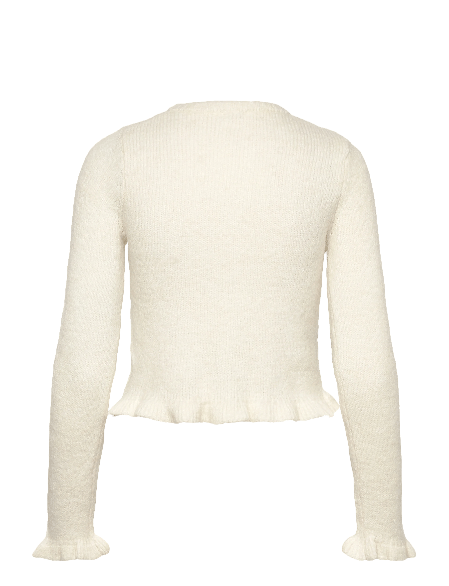 Bubbleroom - Knitted Frill Cardigan - koftor - offwhite - 2