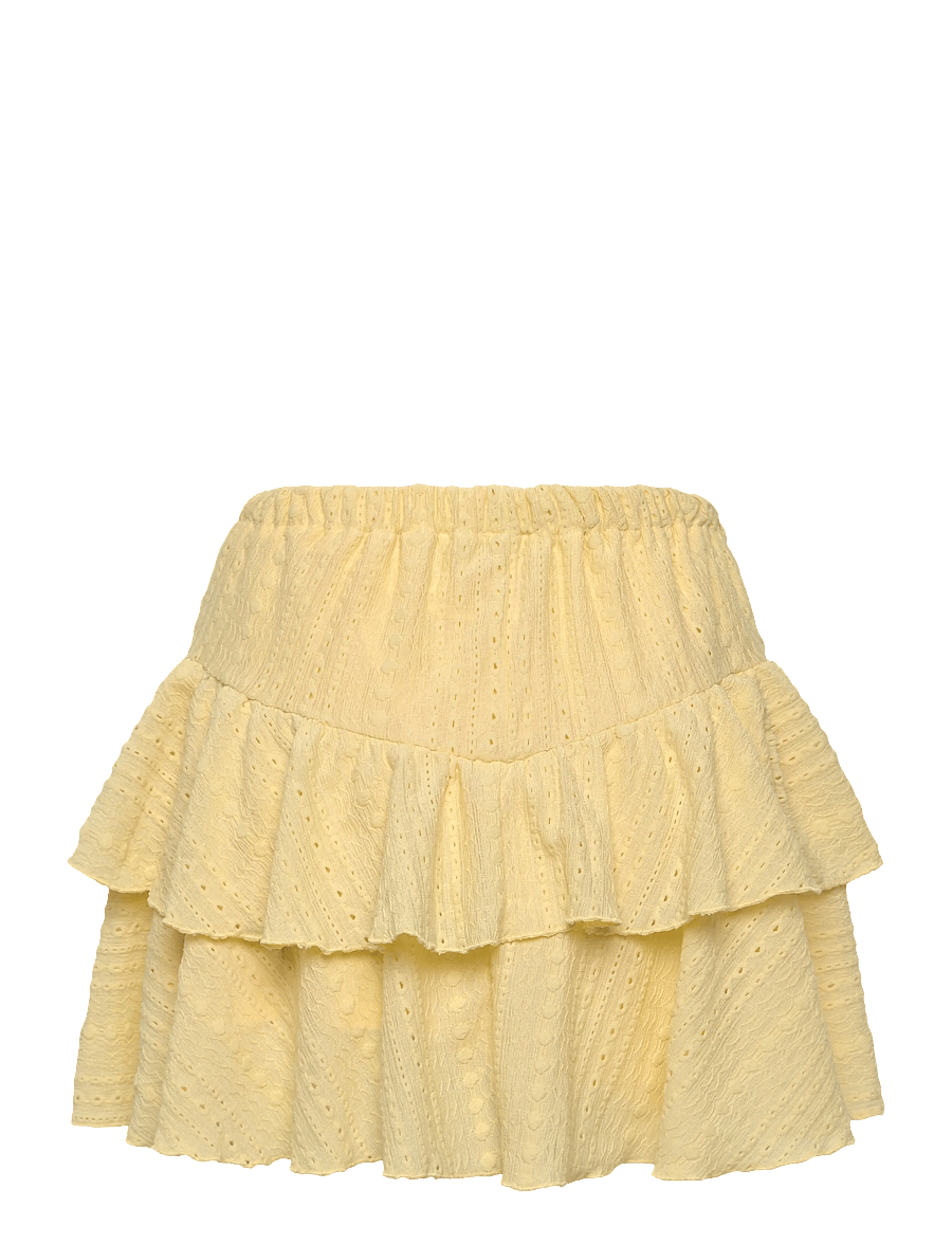 Bubbleroom - Broderie Anglaise Frill Skirt - kurze röcke - yellow - 2