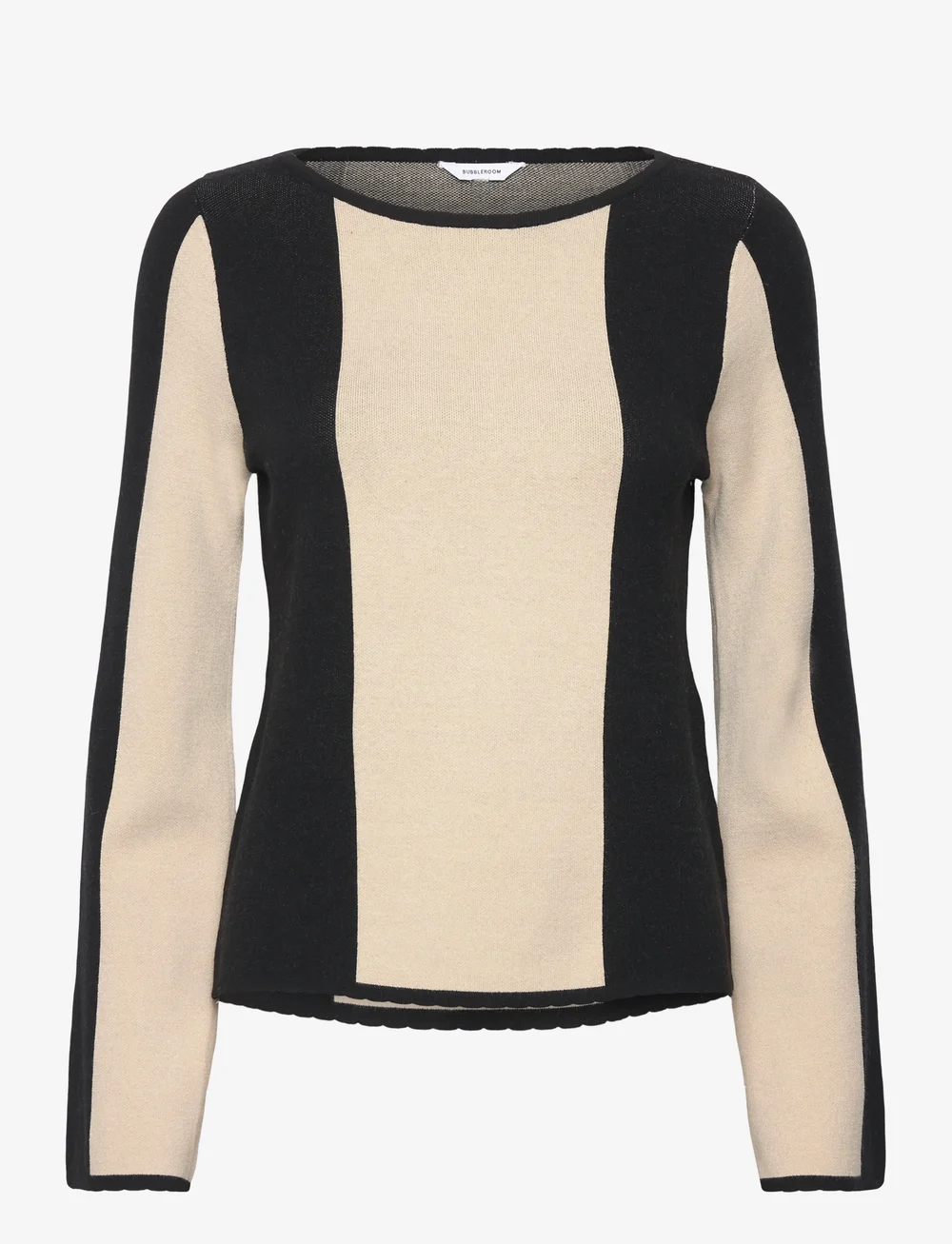 Bubbleroom - Block Knitted Sweater - striktrøjer - black/cream - 1