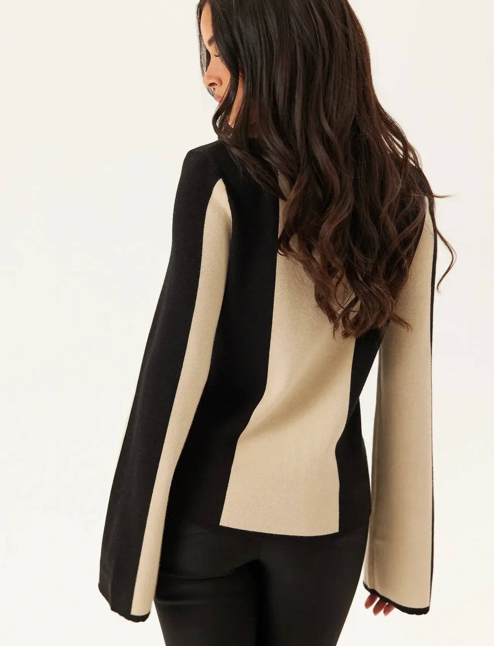 Bubbleroom - Block Knitted Sweater - striktrøjer - black/cream - 3