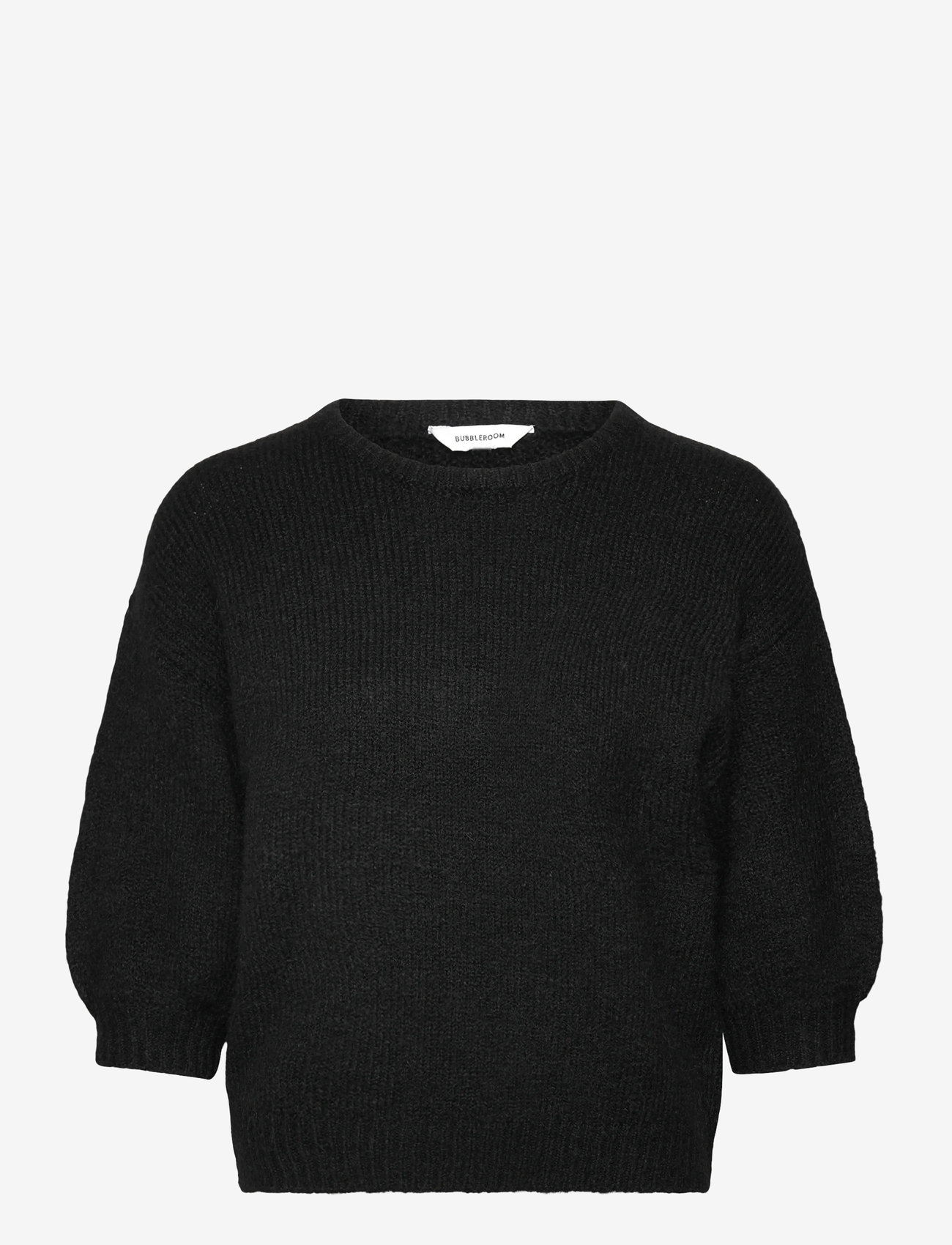 Bubbleroom - Short Sleeve Knitted Sweater - sviitrid - black - 1
